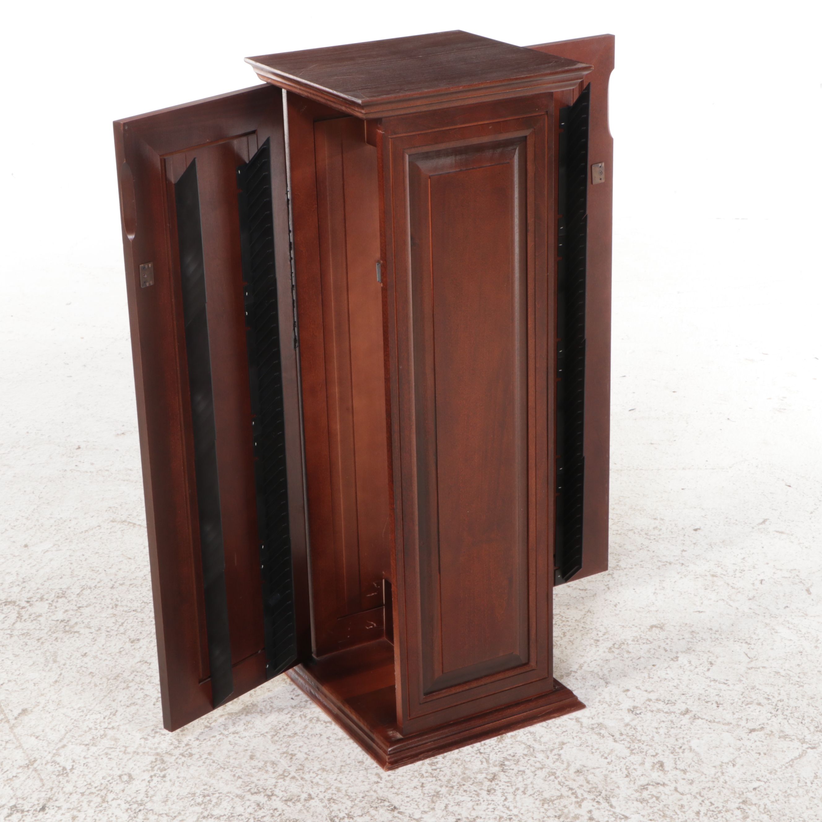 Mahogany Pedestal and CD Cabinet, Late 20th Century