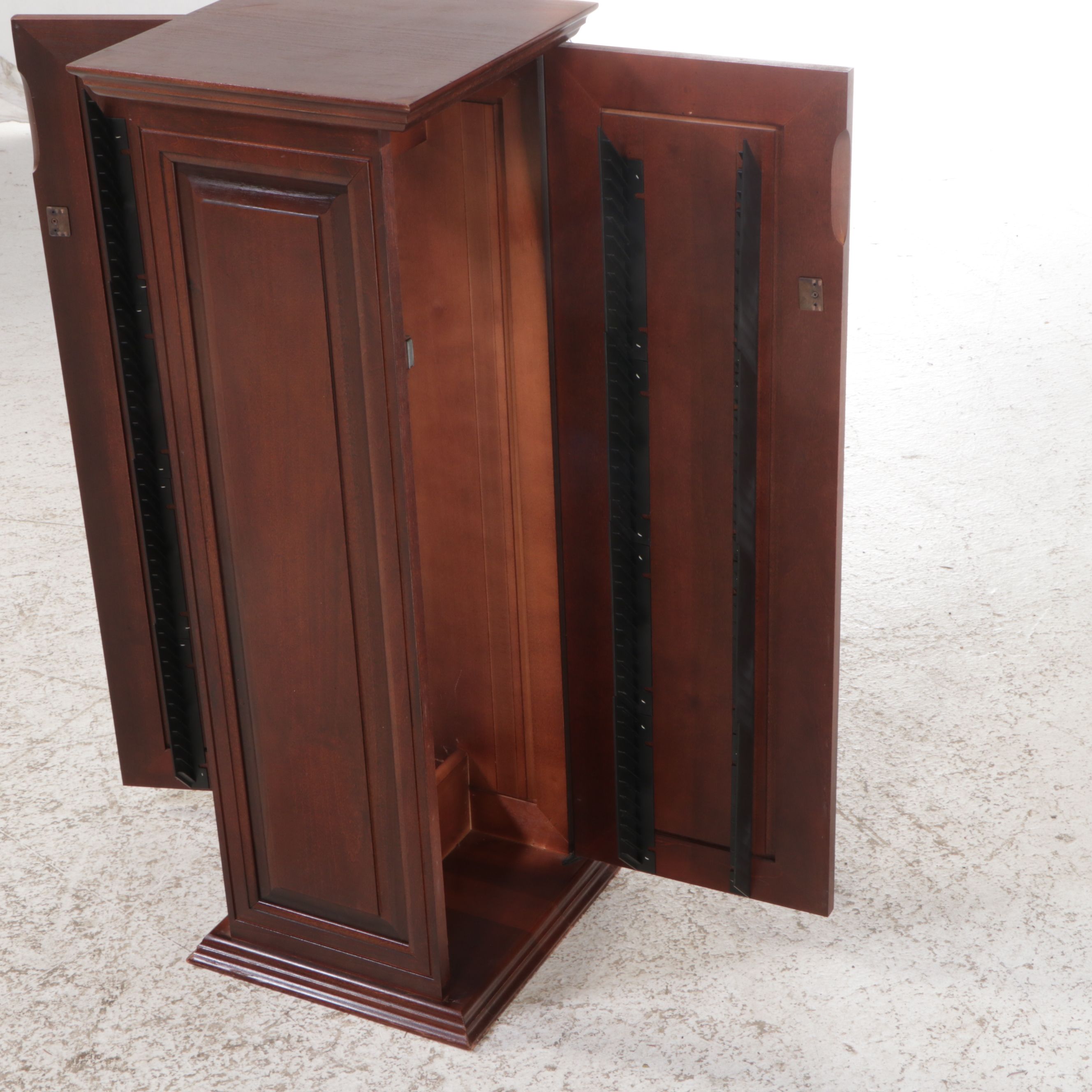 Mahogany Pedestal and CD Cabinet, Late 20th Century