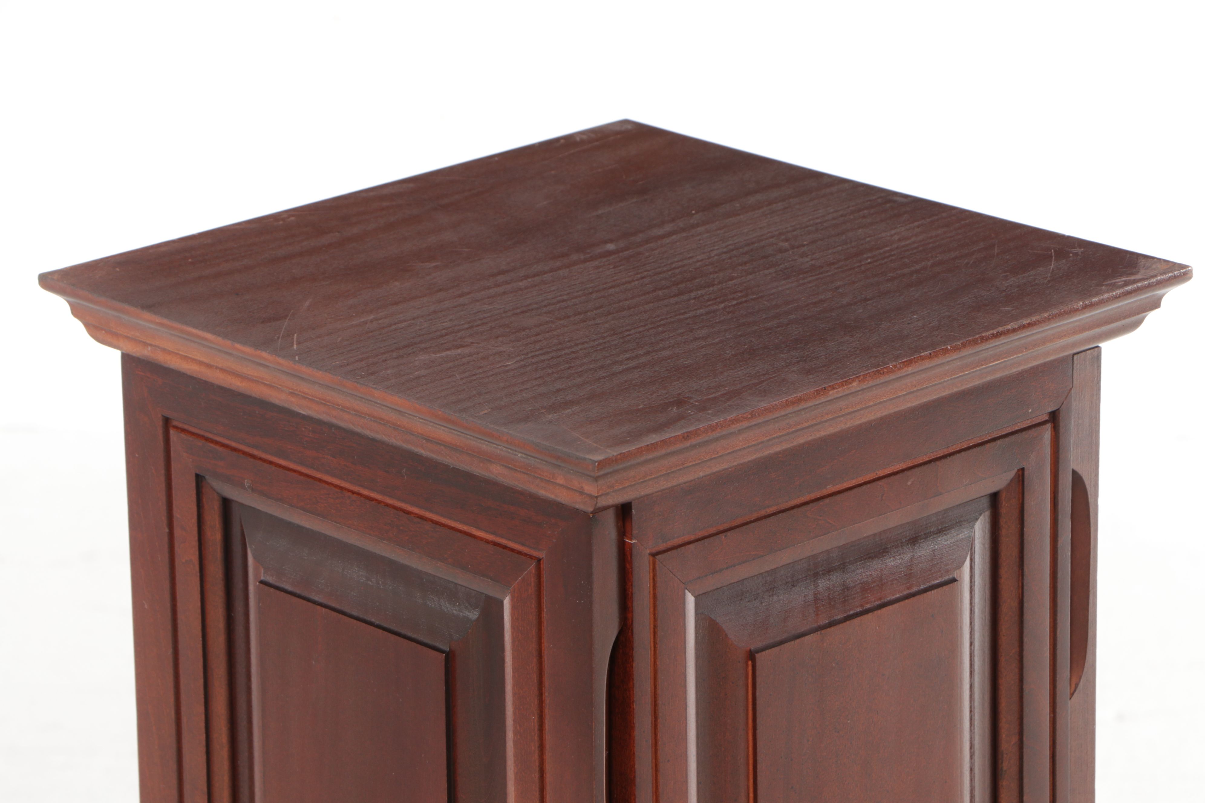 Mahogany Pedestal and CD Cabinet, Late 20th Century