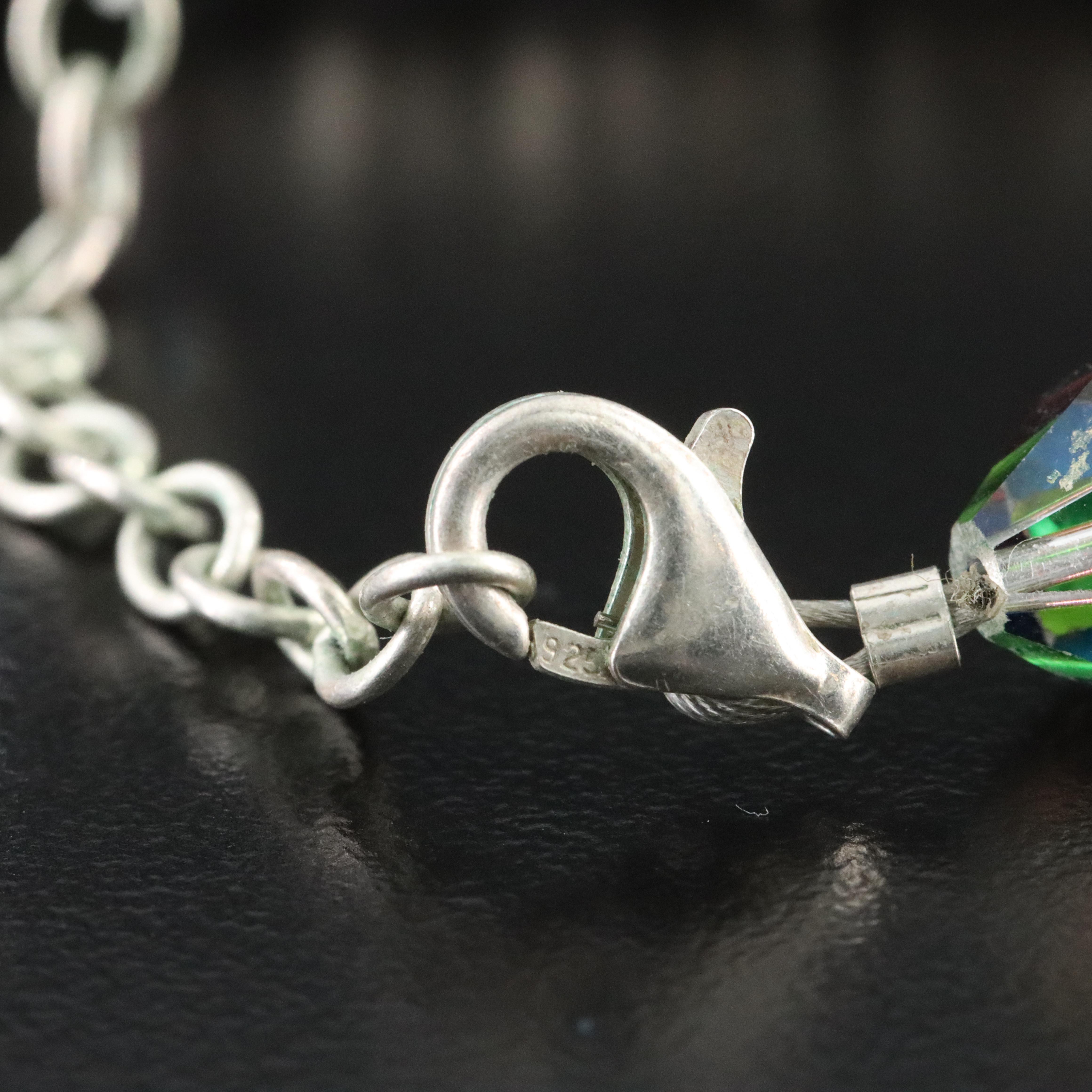 Sterling Gemstone Cross Pendant Necklace