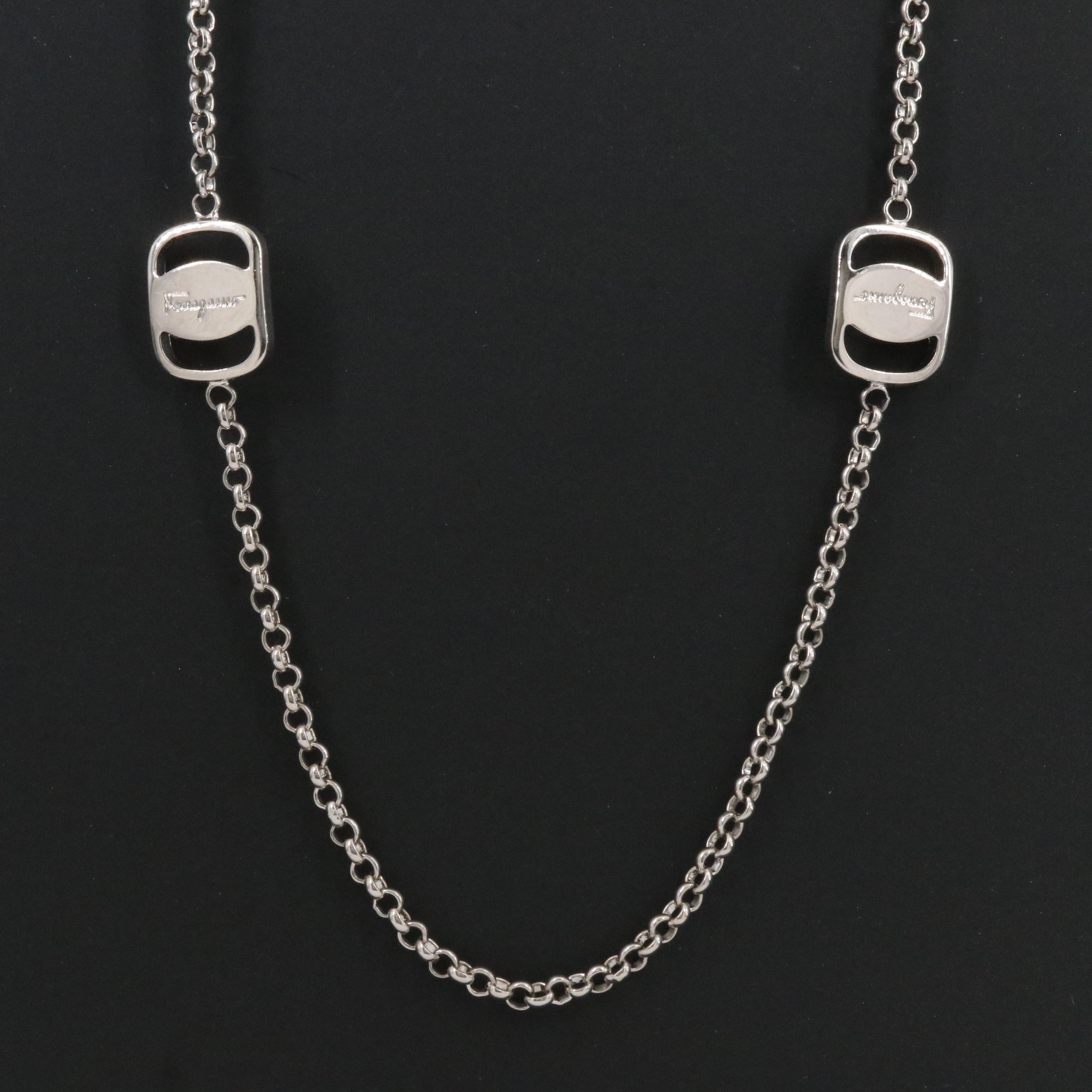 Ferragamo Logo Station Chain Necklace