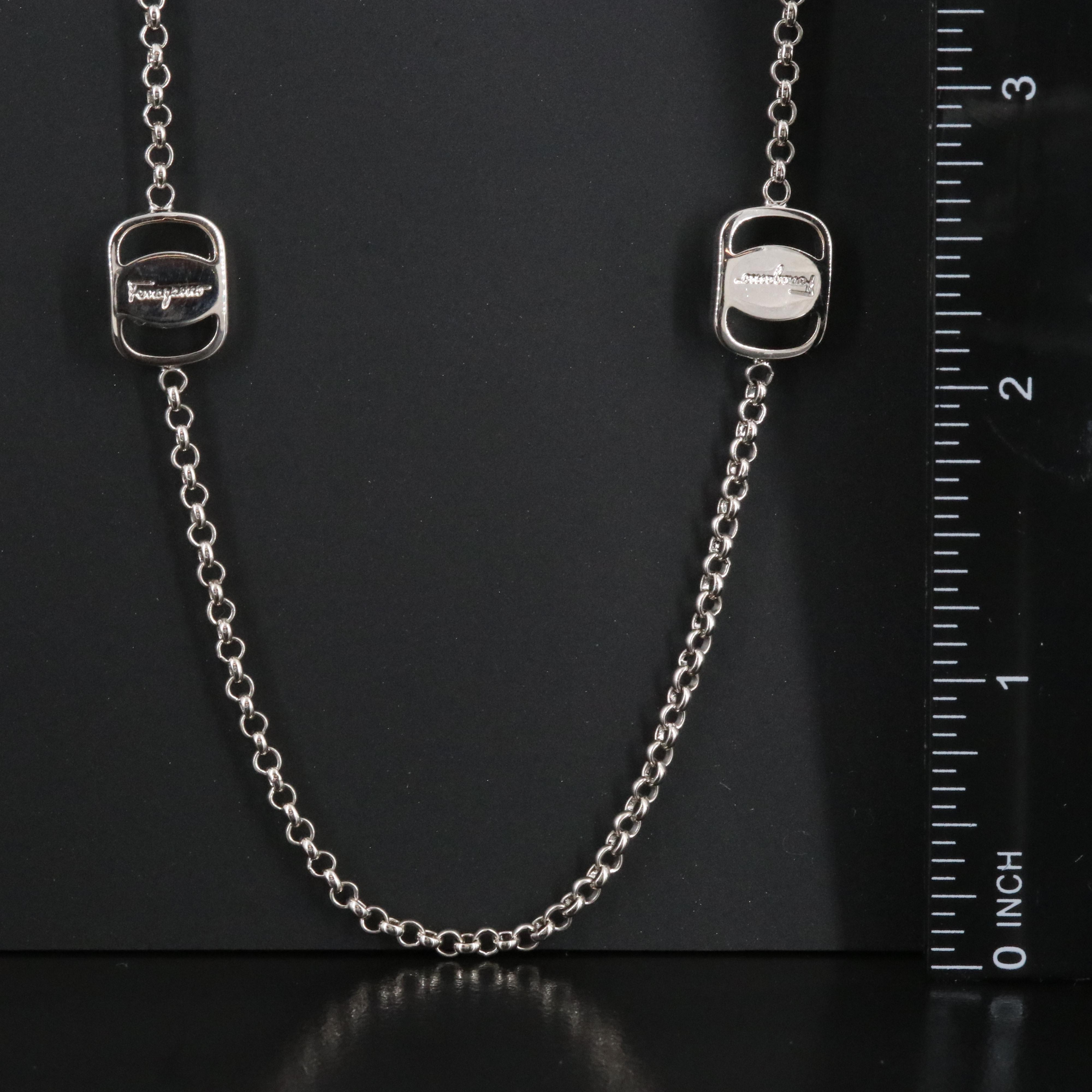Ferragamo Logo Station Chain Necklace
