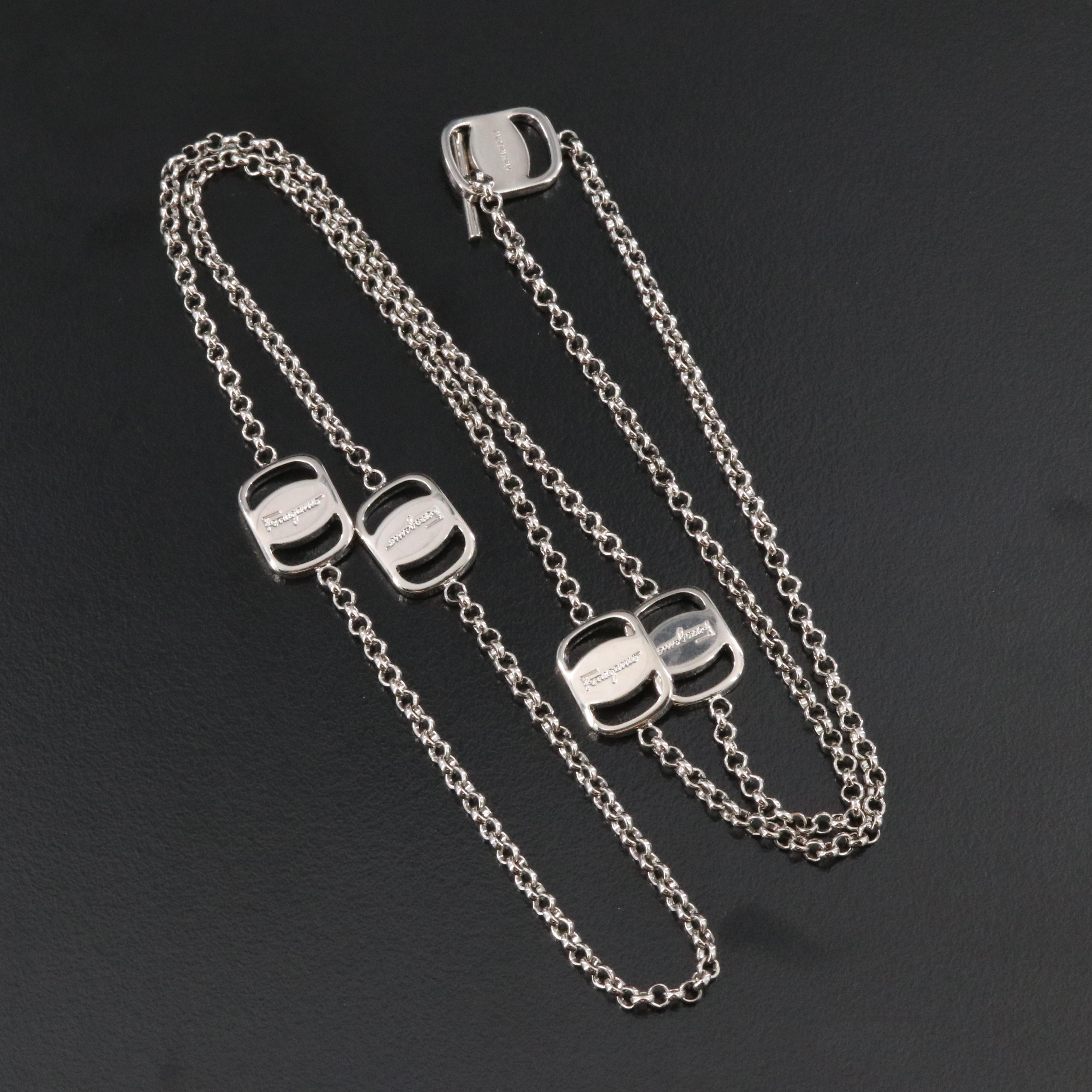 Ferragamo Logo Station Chain Necklace