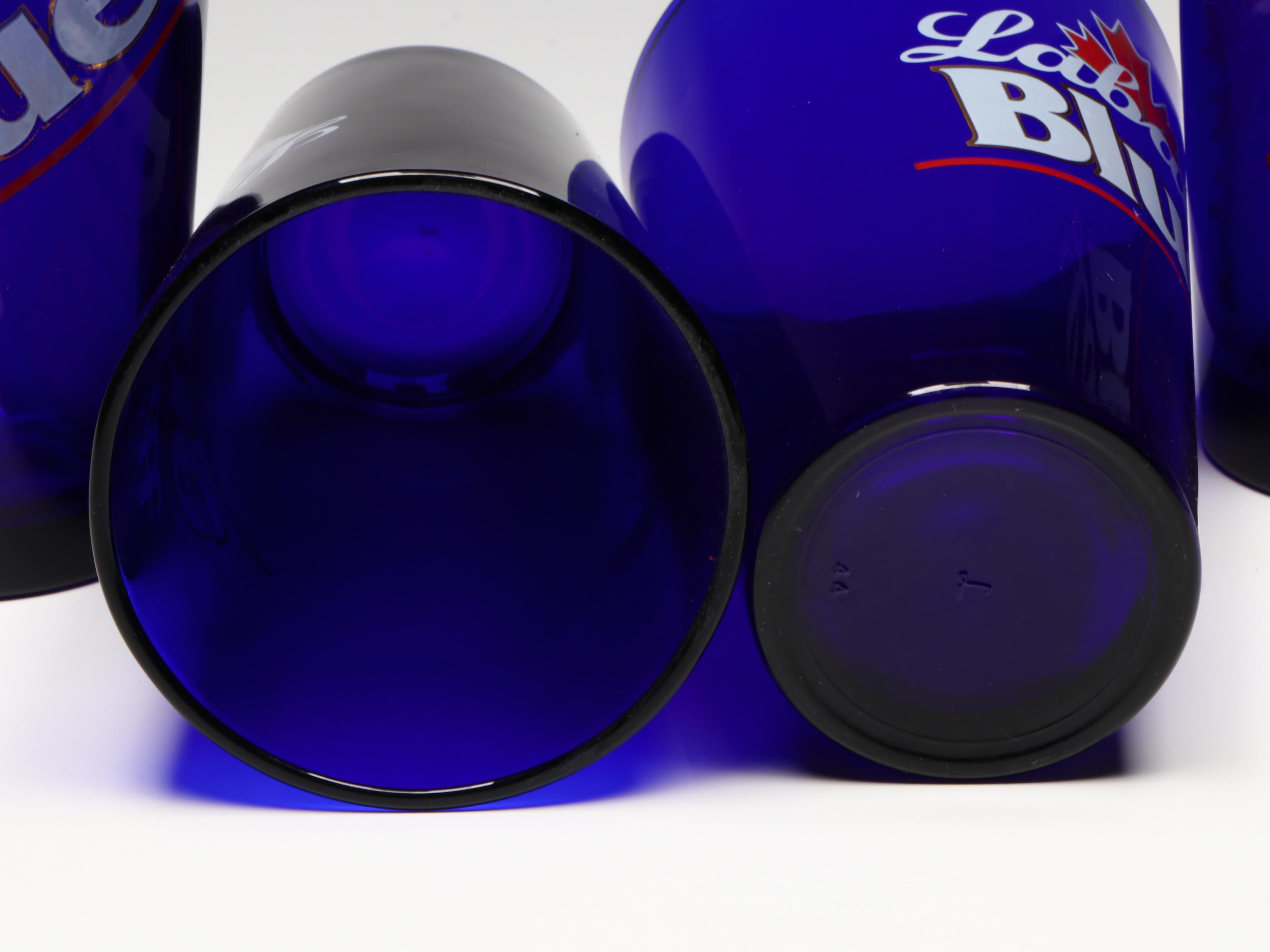Labatt Blue Cobalt Pint Glasses with Blown Glass Beer Mugs
