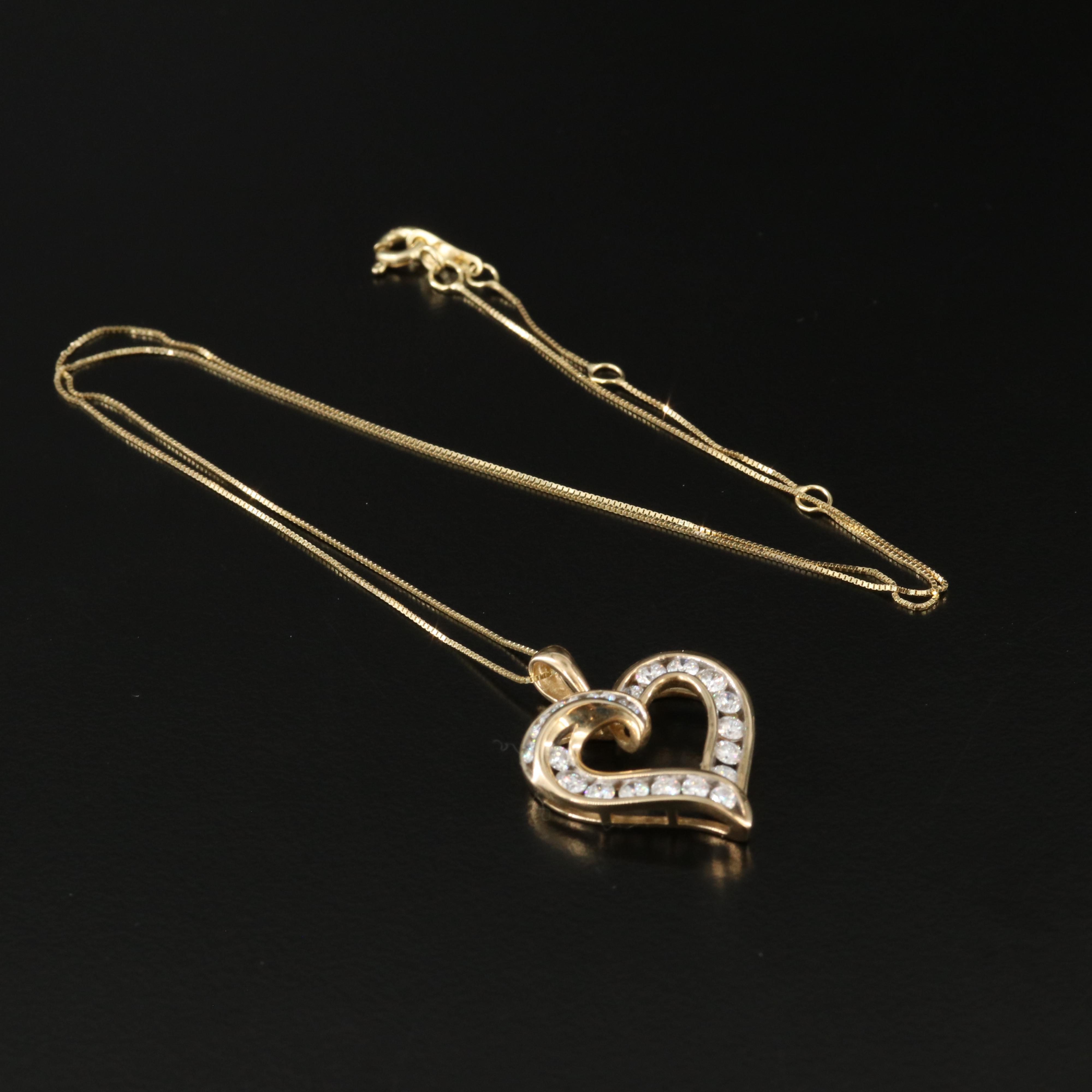 10K 1.00 CTW Lab Grown Diamond Heart Pendant Necklace