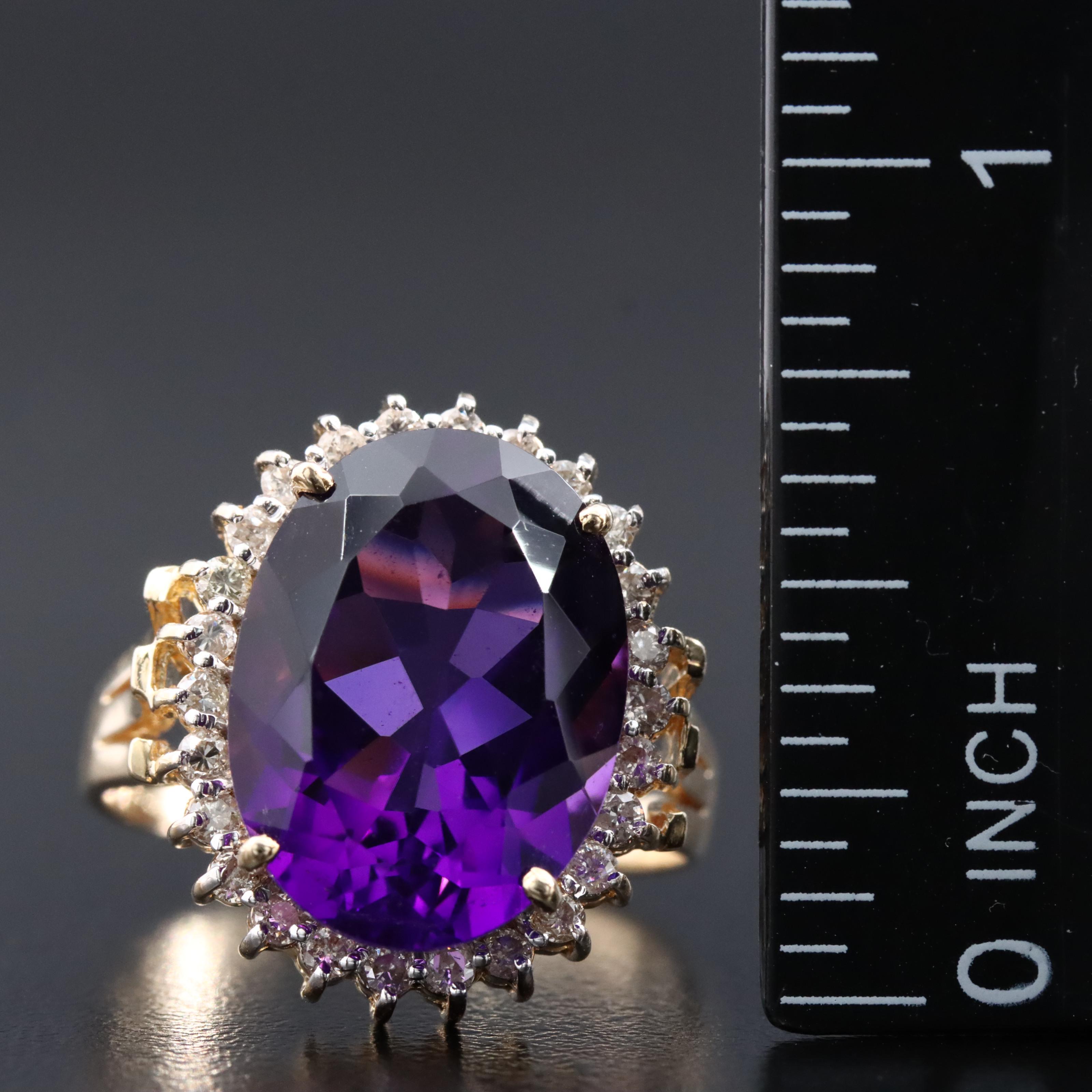 14K Amethyst and Diamond Ring