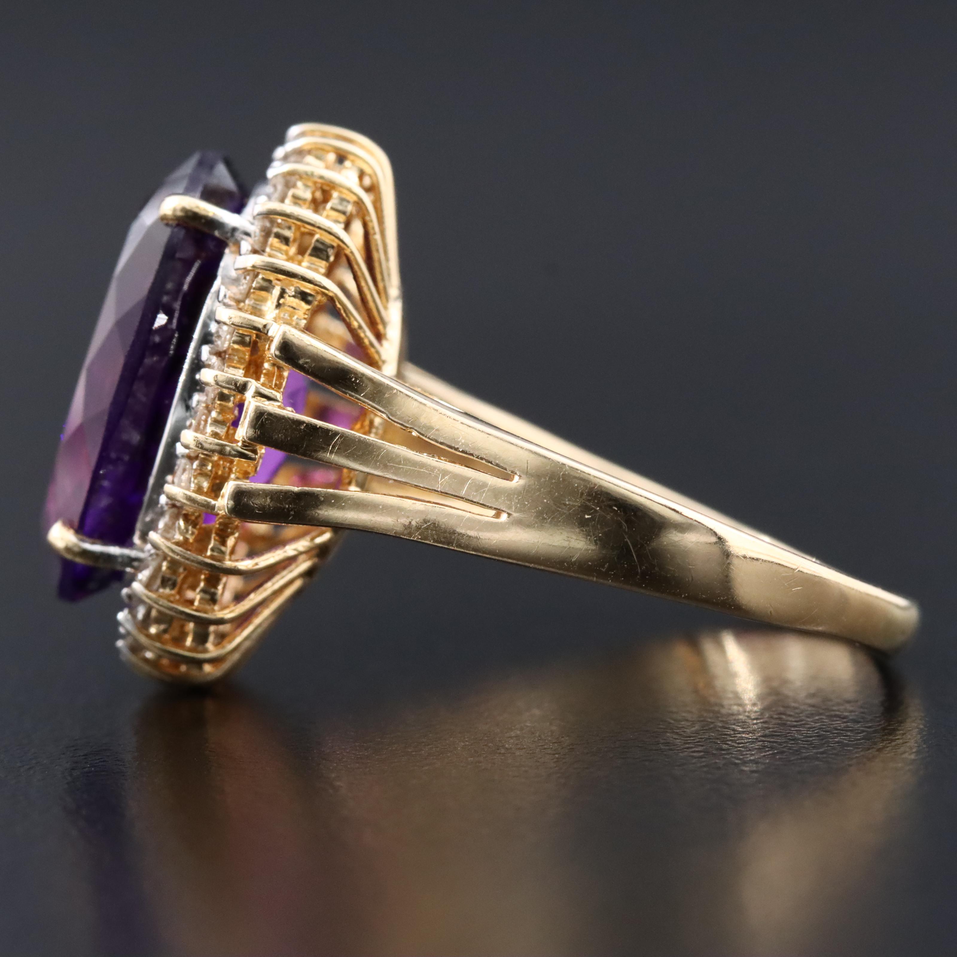 14K Amethyst and Diamond Ring