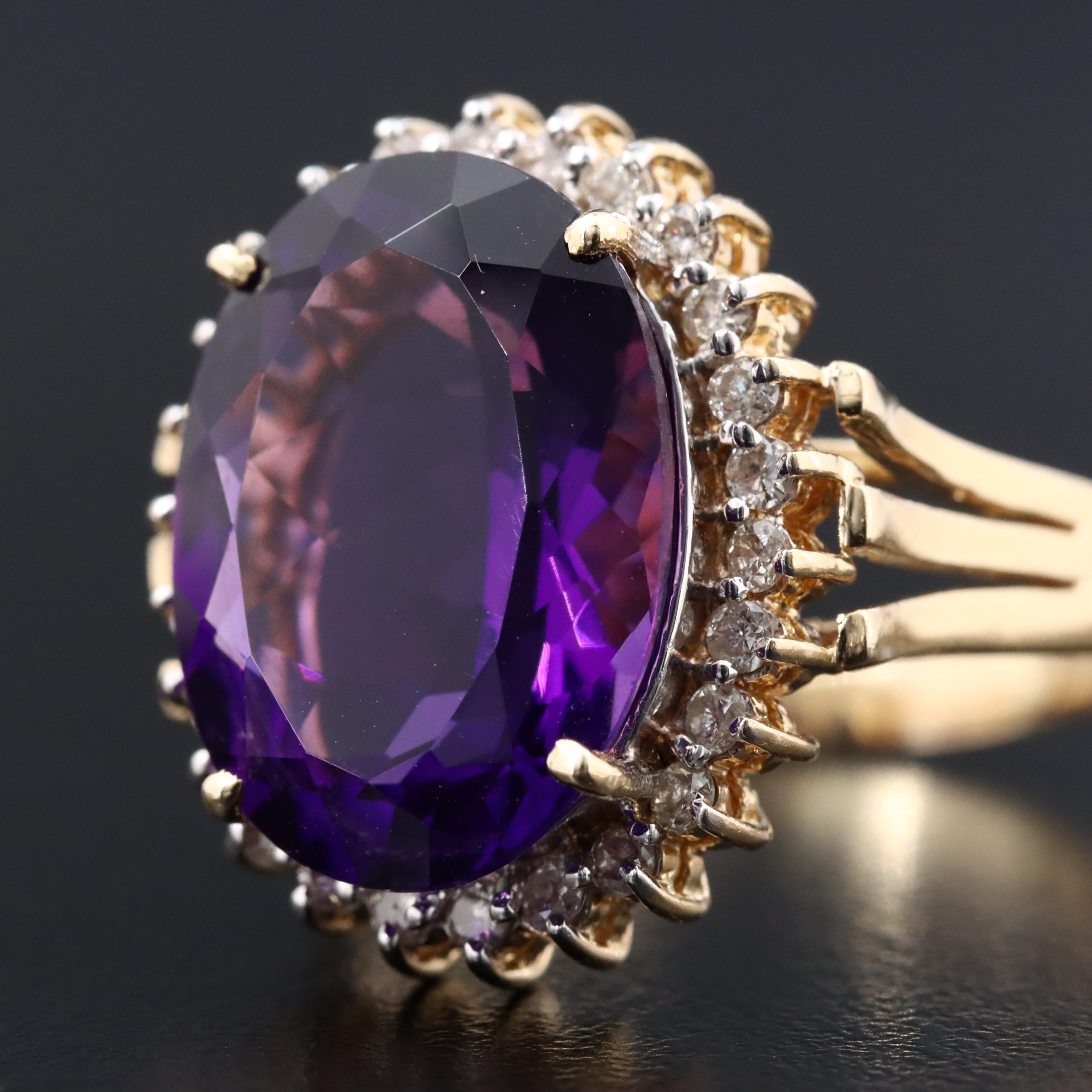 14K Amethyst and Diamond Ring