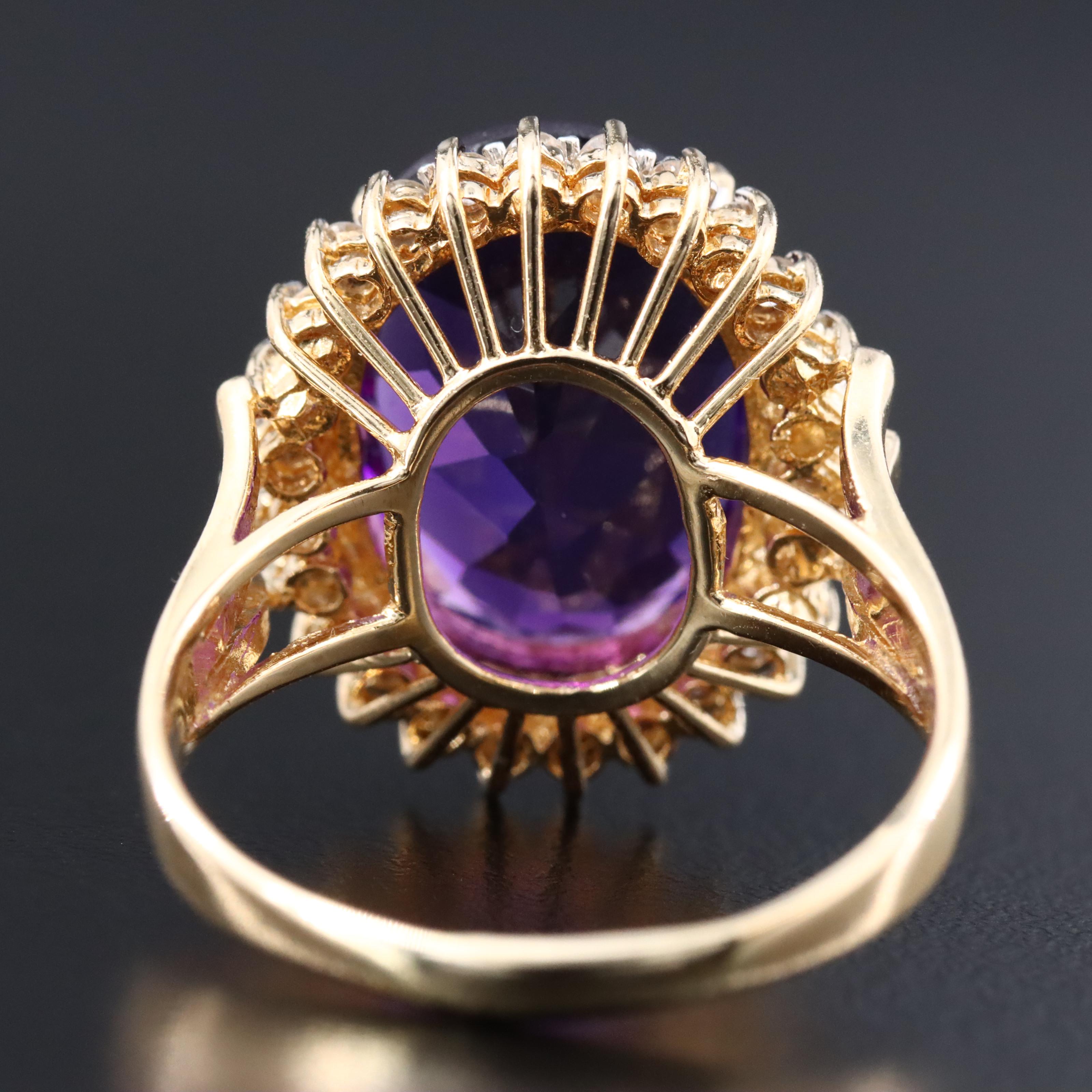 14K Amethyst and Diamond Ring