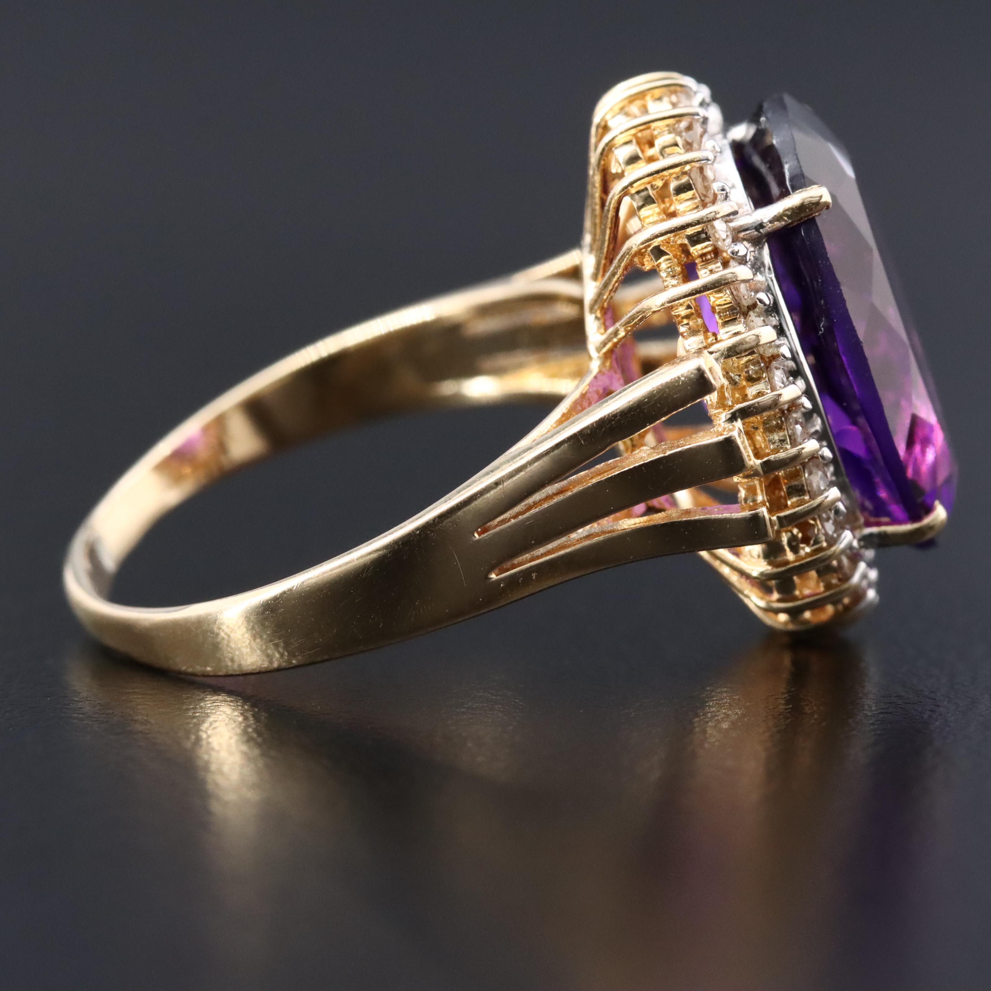 14K Amethyst and Diamond Ring