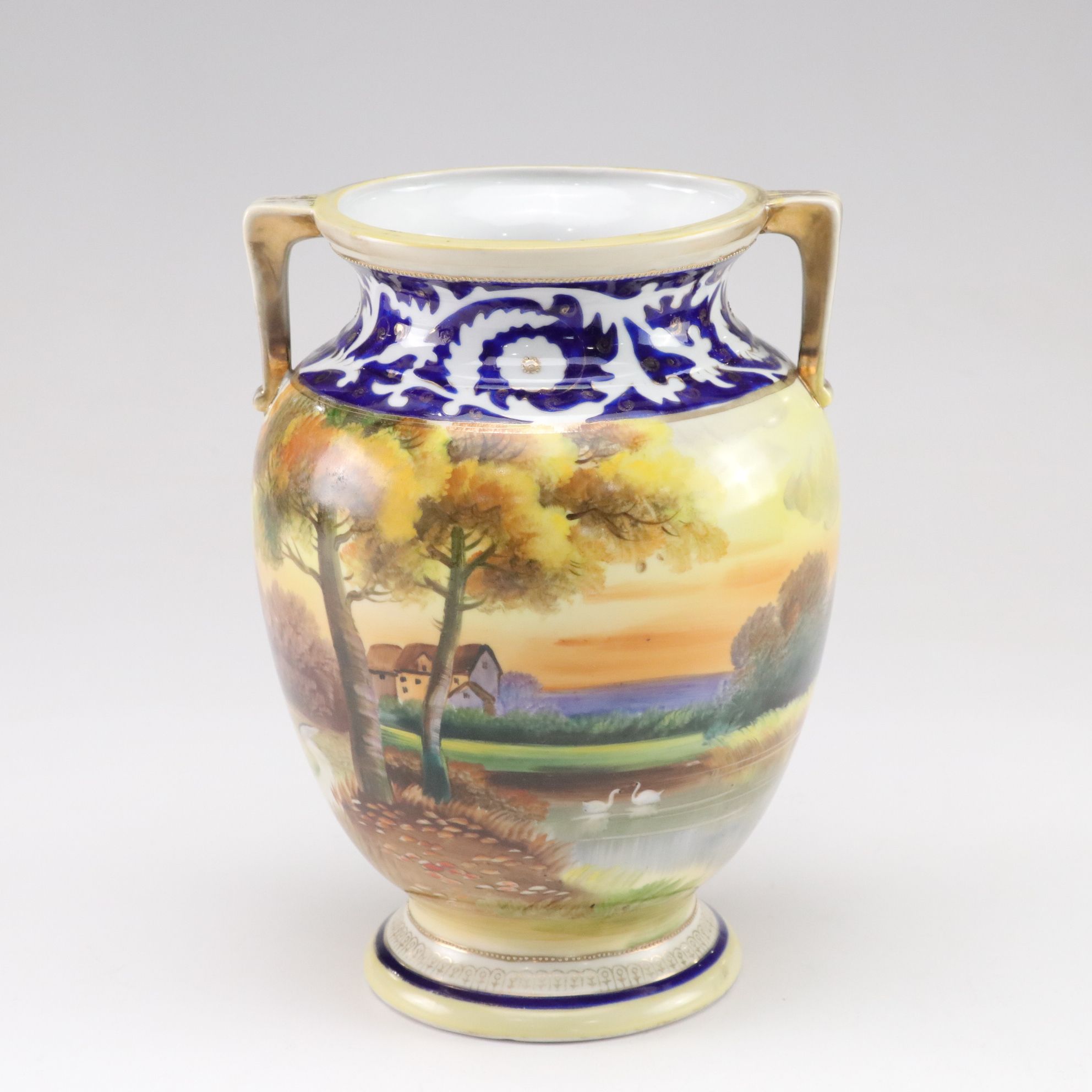 Noritake Hand-Decorated Gilt Porcelain Vase, Early to Mid-20th C.