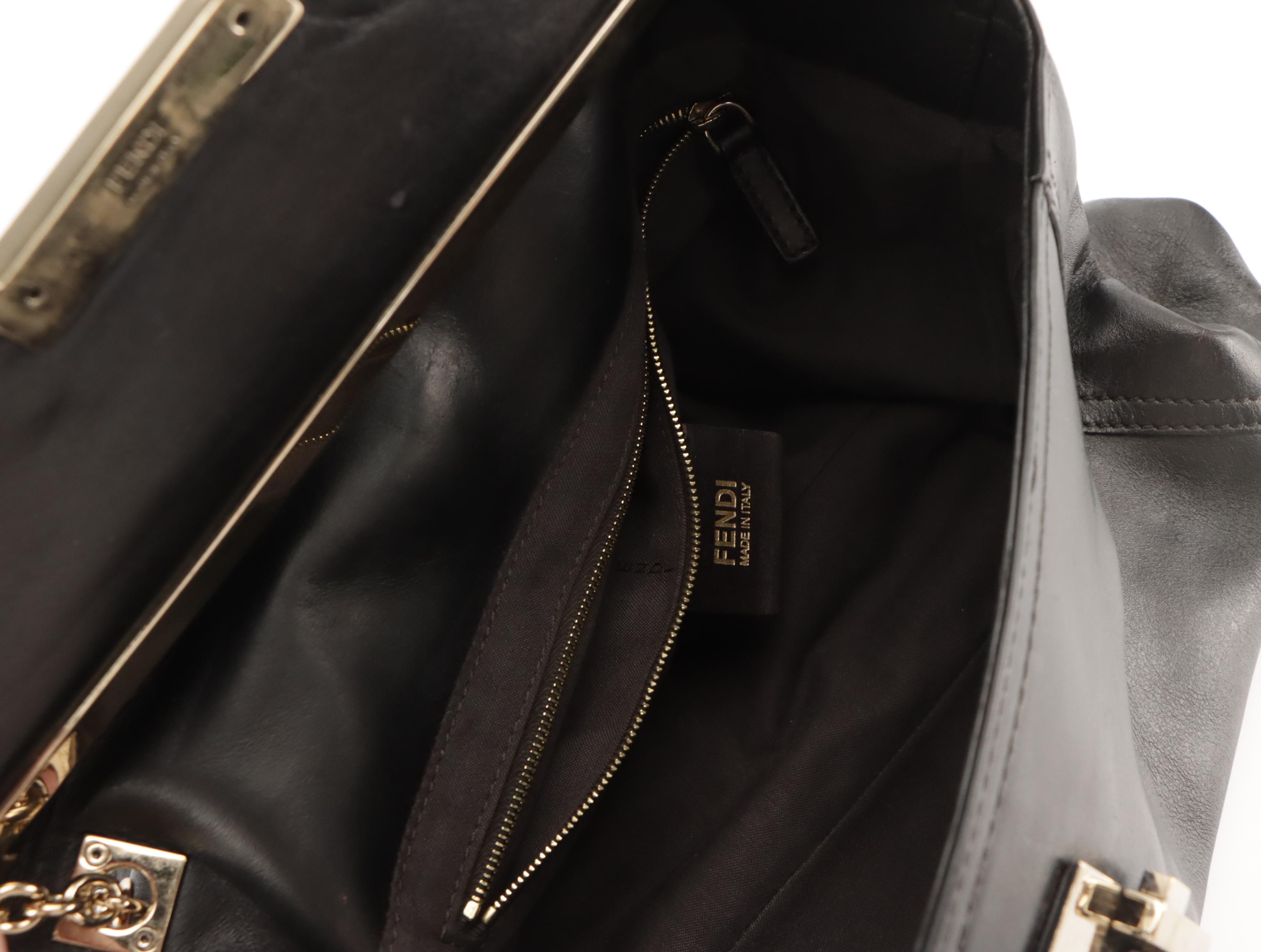Fendi FF Flap Chain Strap Bag in Black Calfskin Leather