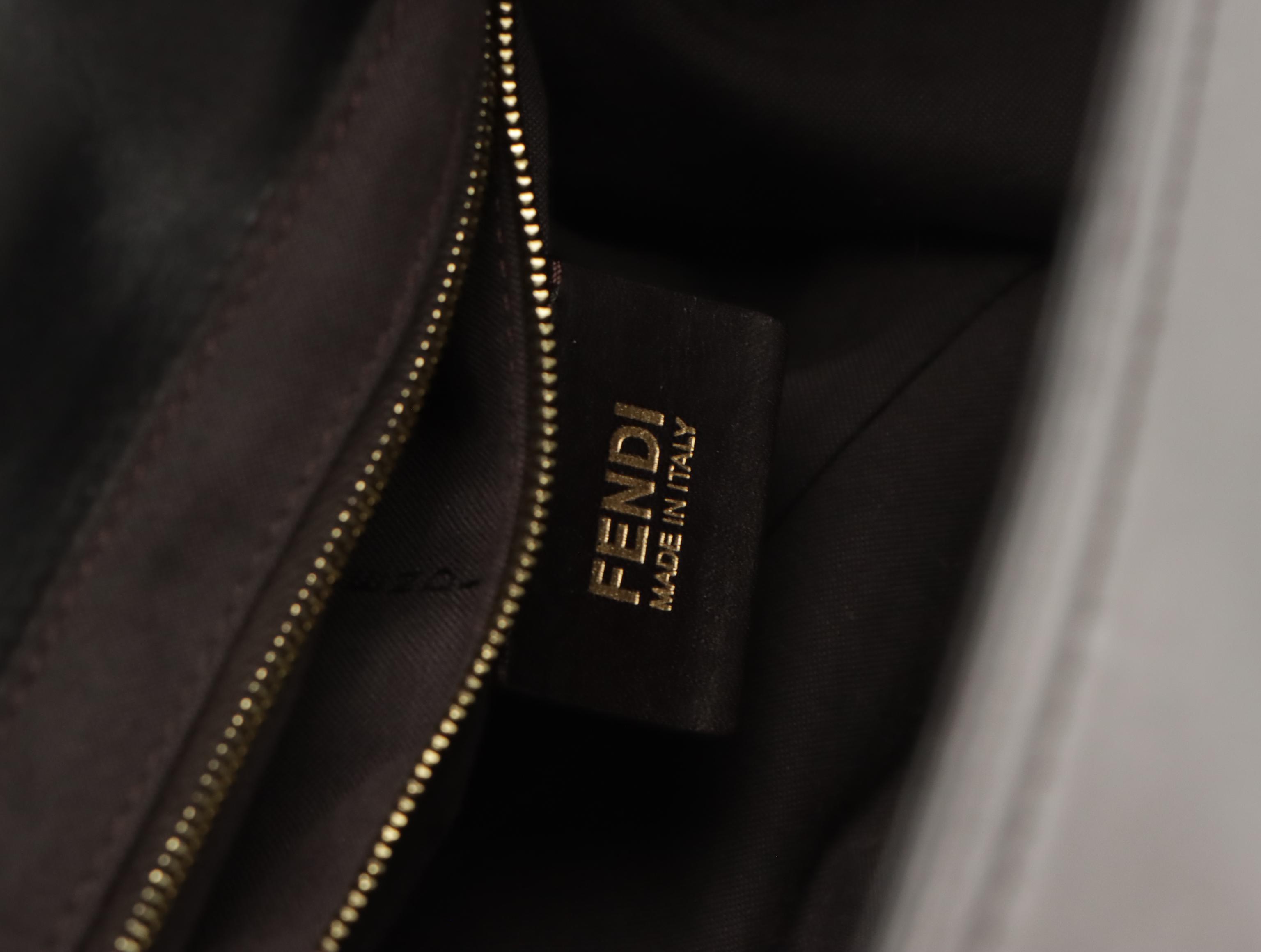 Fendi FF Flap Chain Strap Bag in Black Calfskin Leather