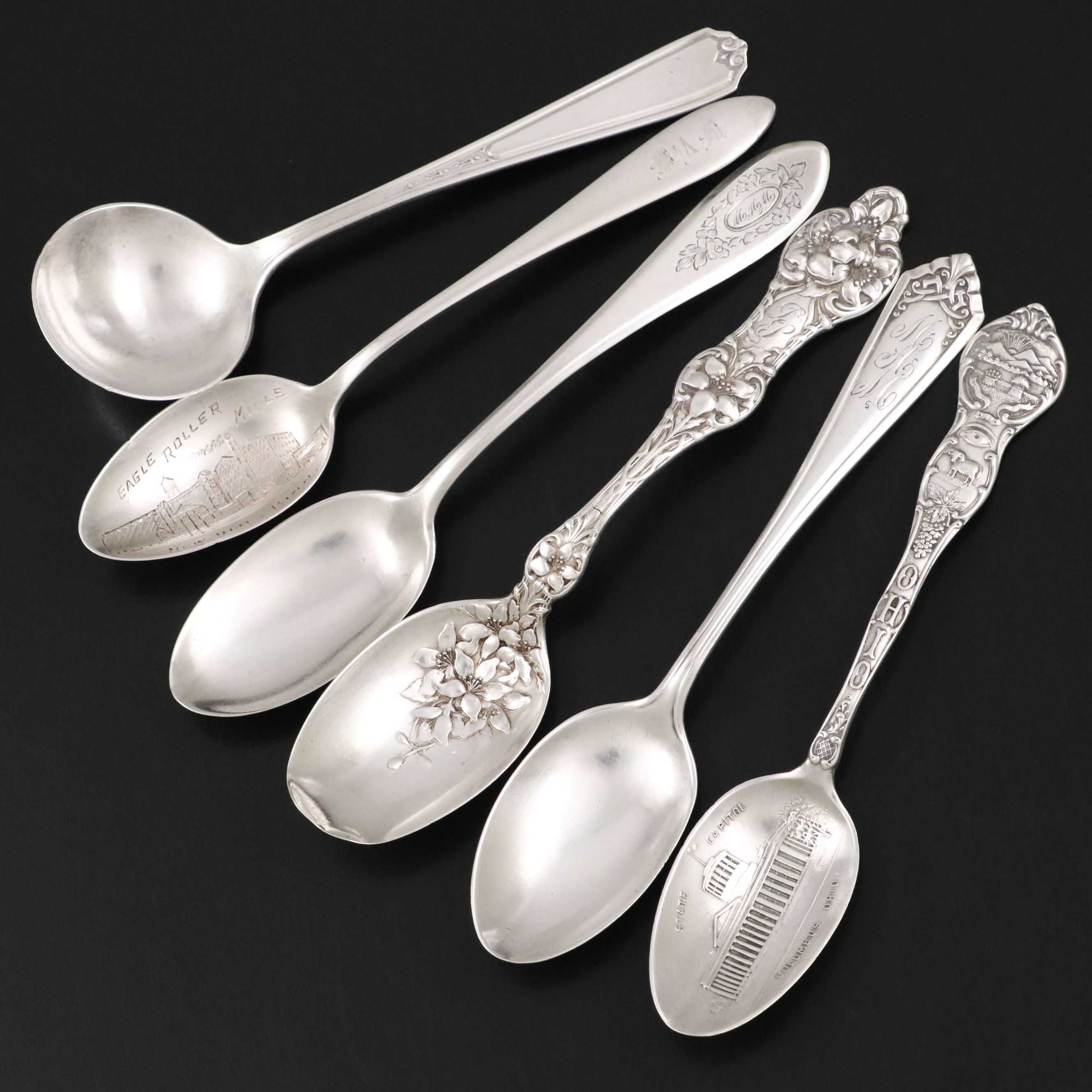 American Sterling Silver Teaspoons and Souvenir Spoons