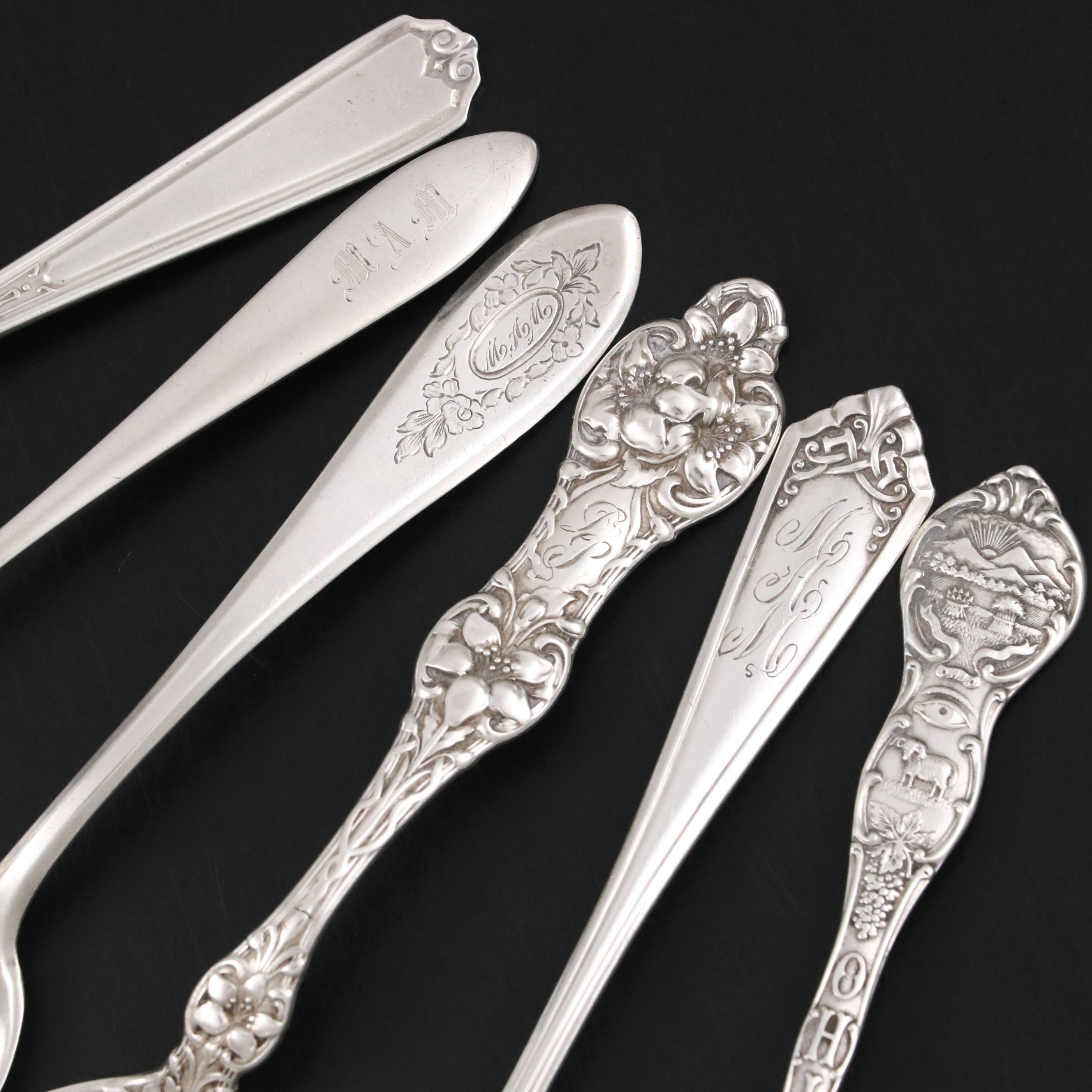 American Sterling Silver Teaspoons and Souvenir Spoons