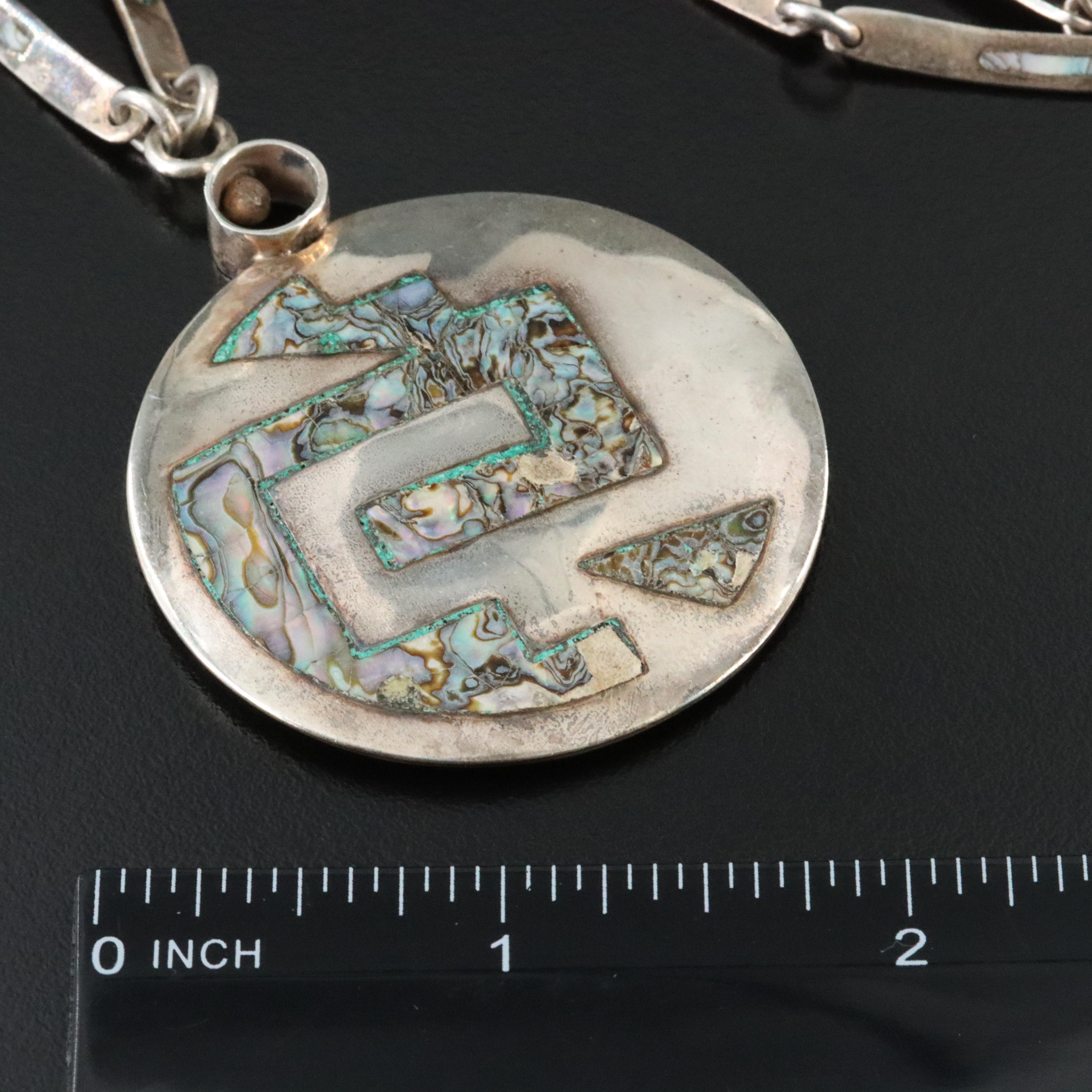 Mexican Sterling Abalone Inlay Necklace