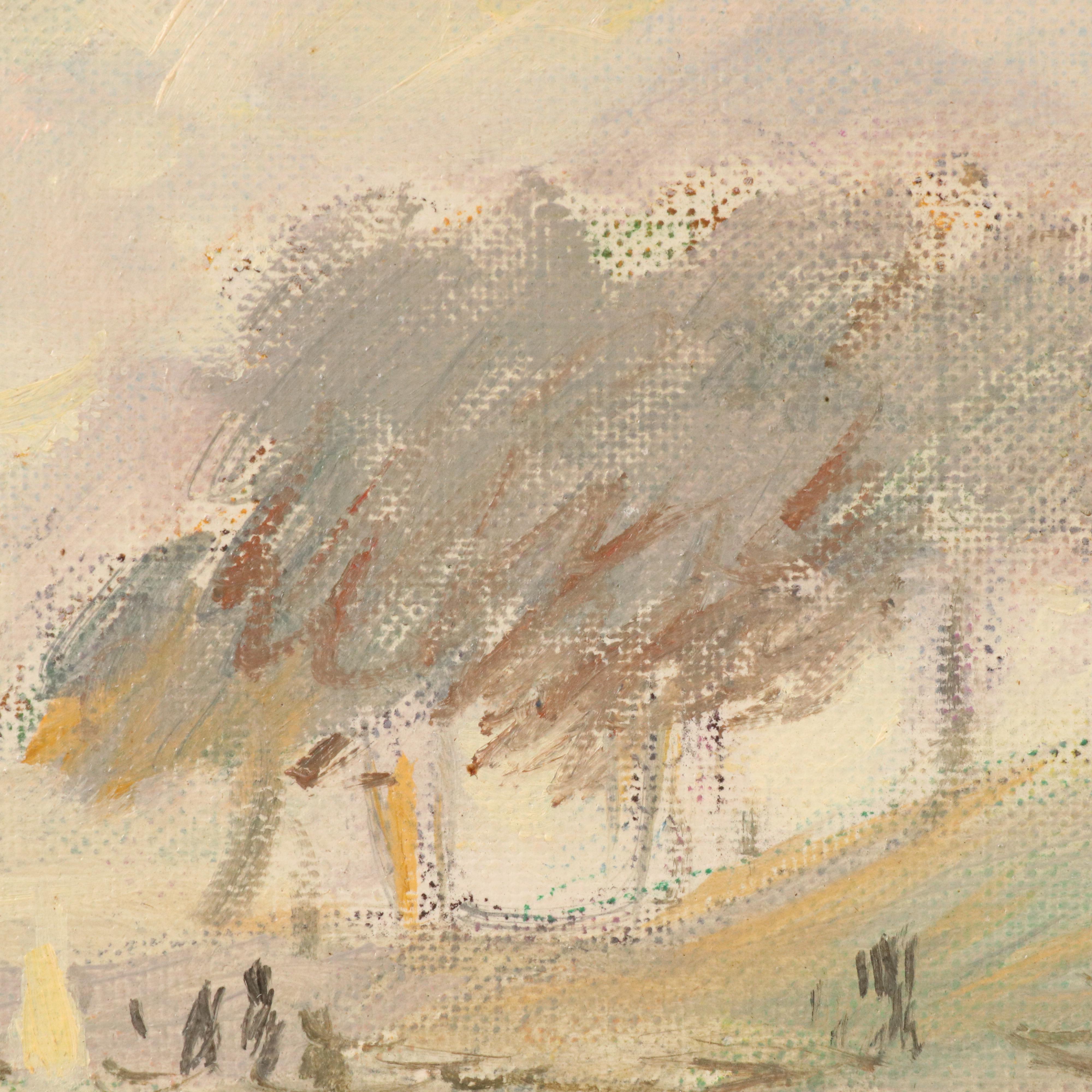 Margaret Hudson Oil Painting of Figures in Rowboat, 1979