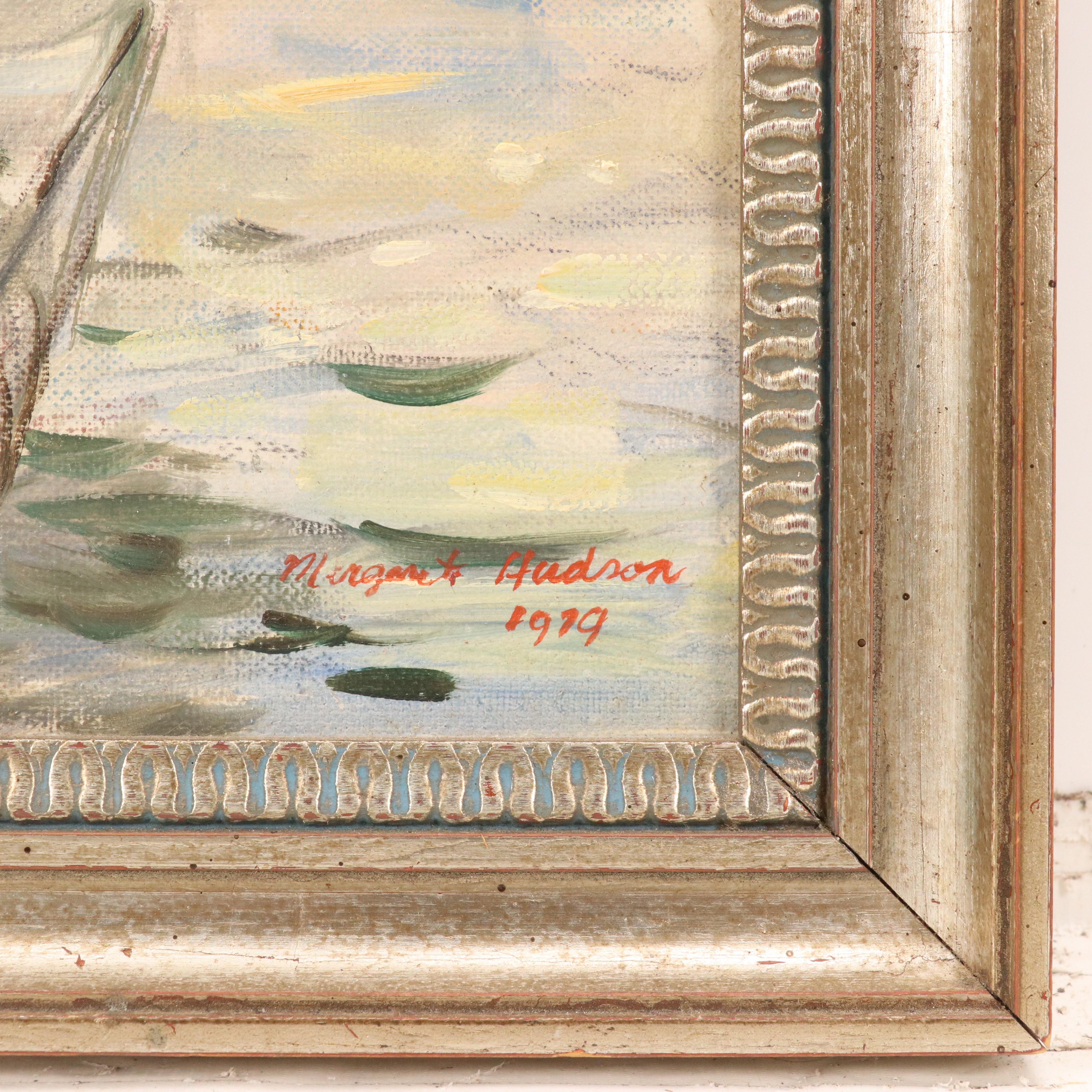 Margaret Hudson Oil Painting of Figures in Rowboat, 1979