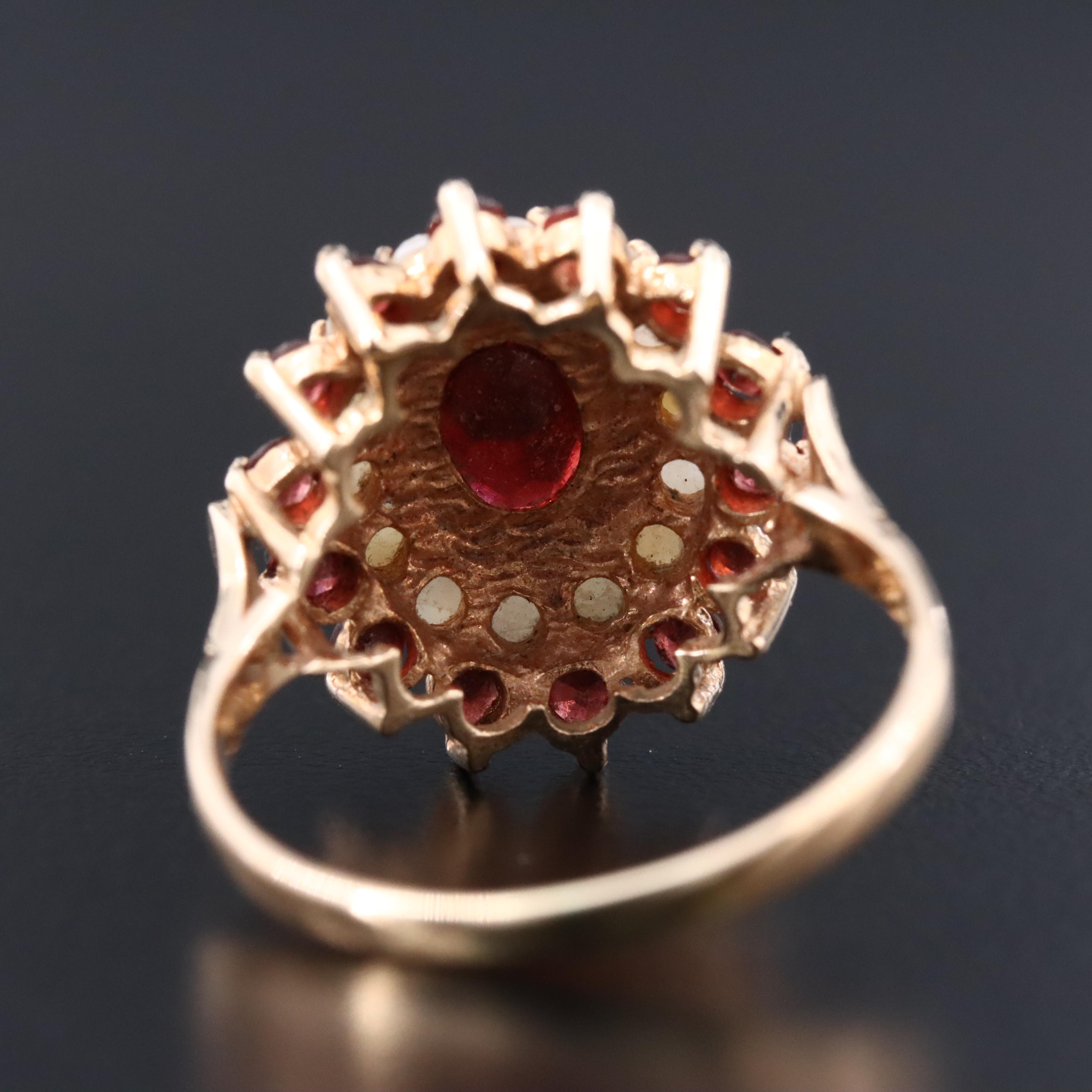 14K Garnet and Pearl Ring