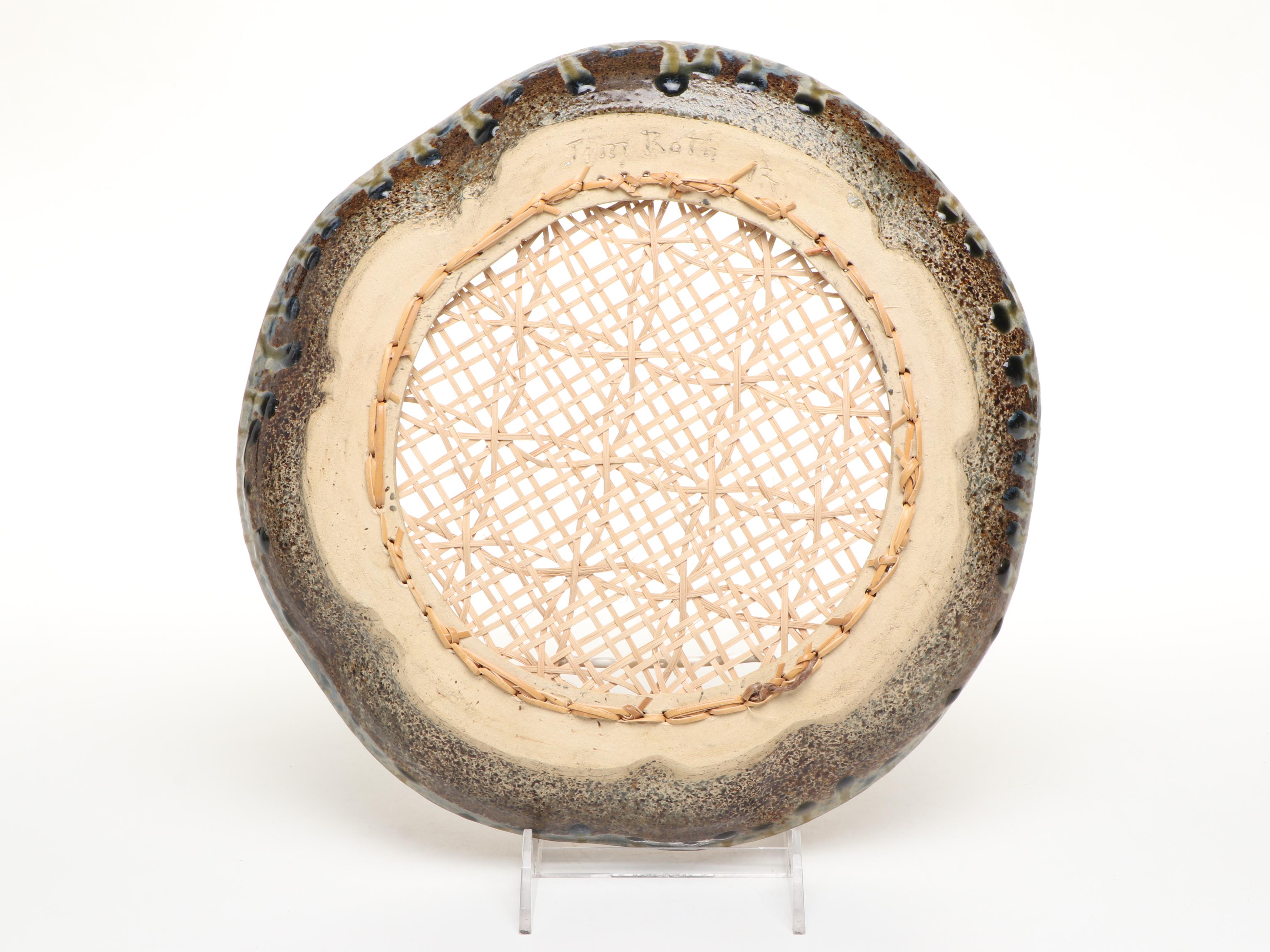 Tim Roth Studio Pottery & Cane Platter with Mashiko-Yaki Stoneware Vase