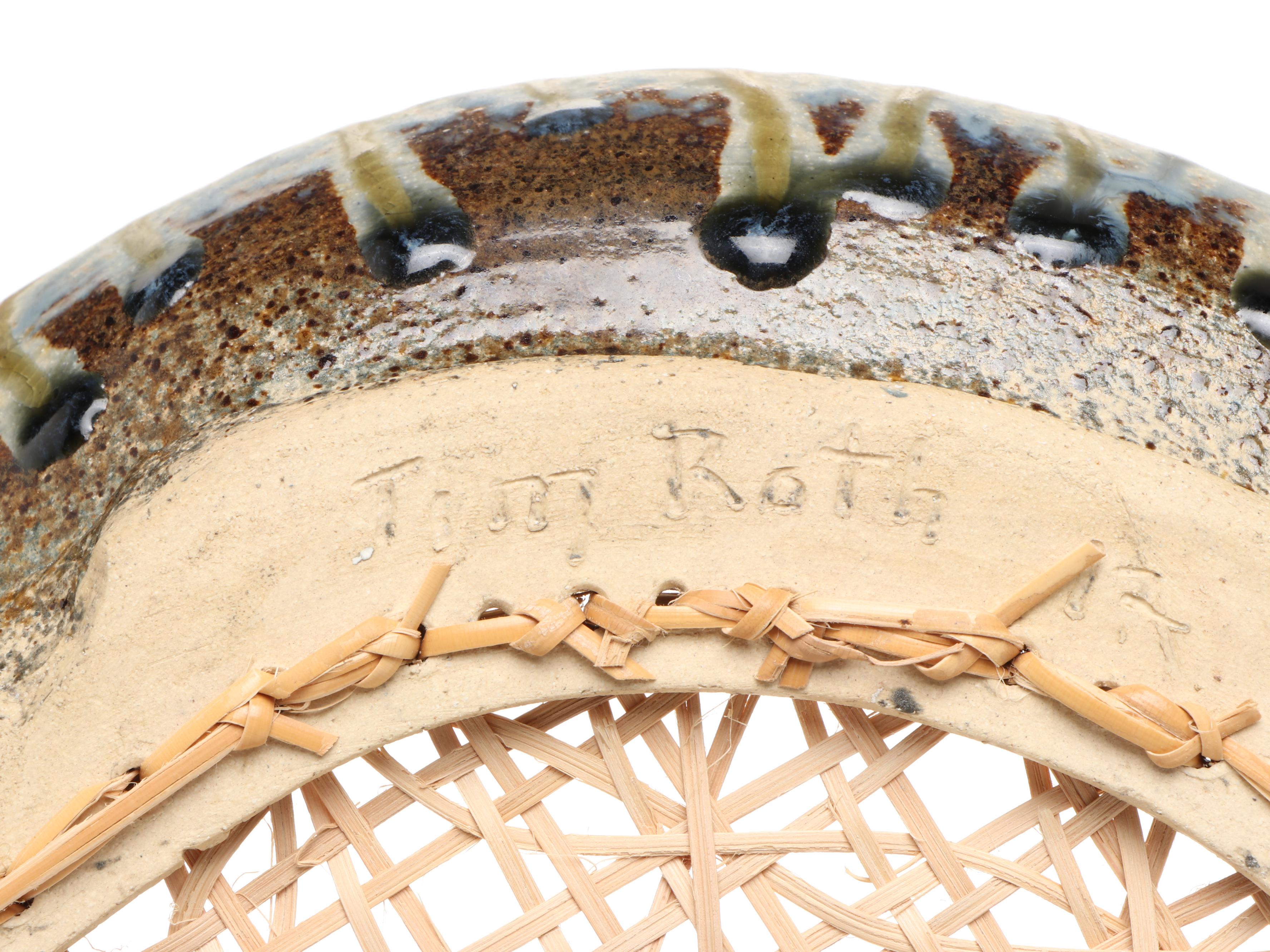 Tim Roth Studio Pottery & Cane Platter with Mashiko-Yaki Stoneware Vase