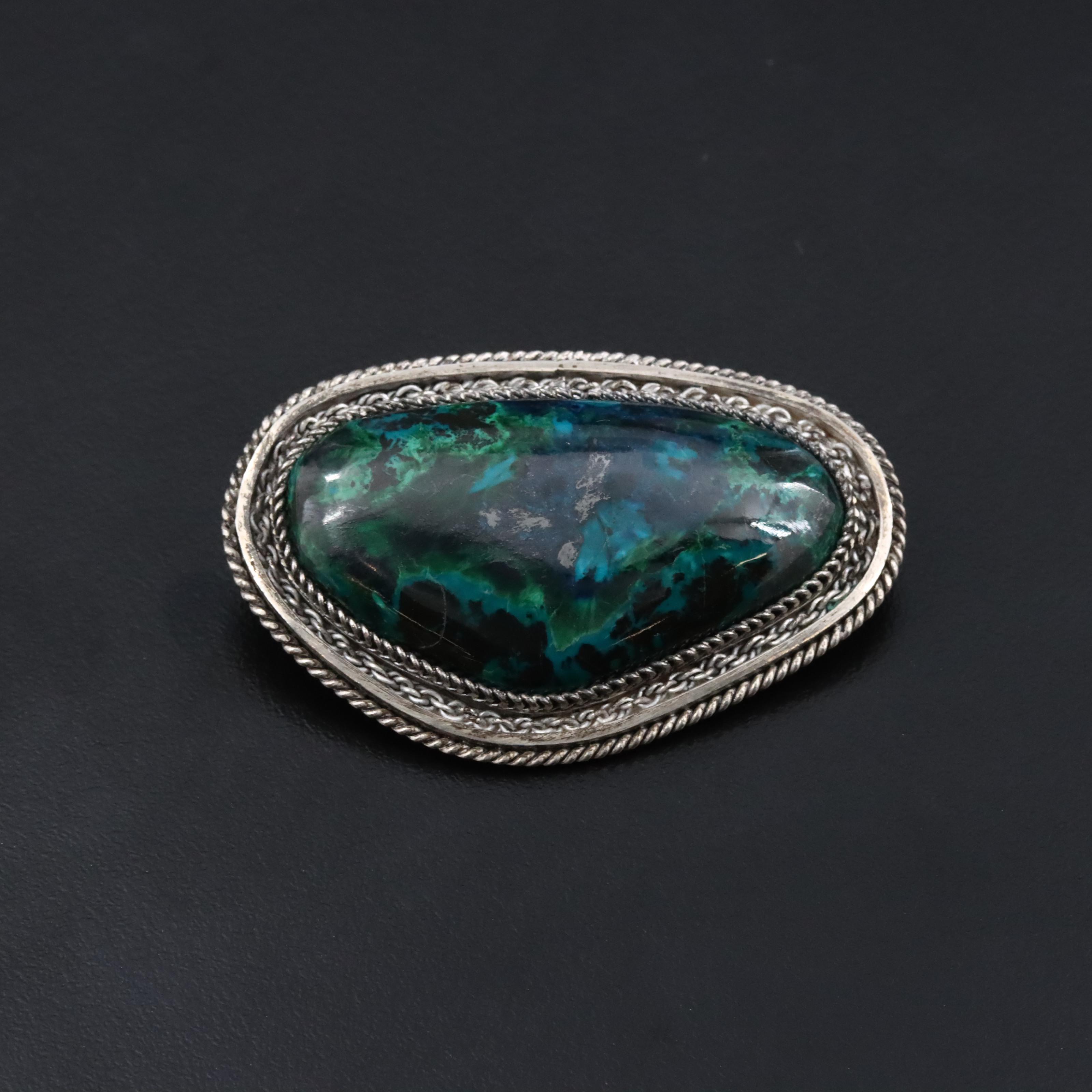Israeli Sterling Azurmalachite Converter Brooch