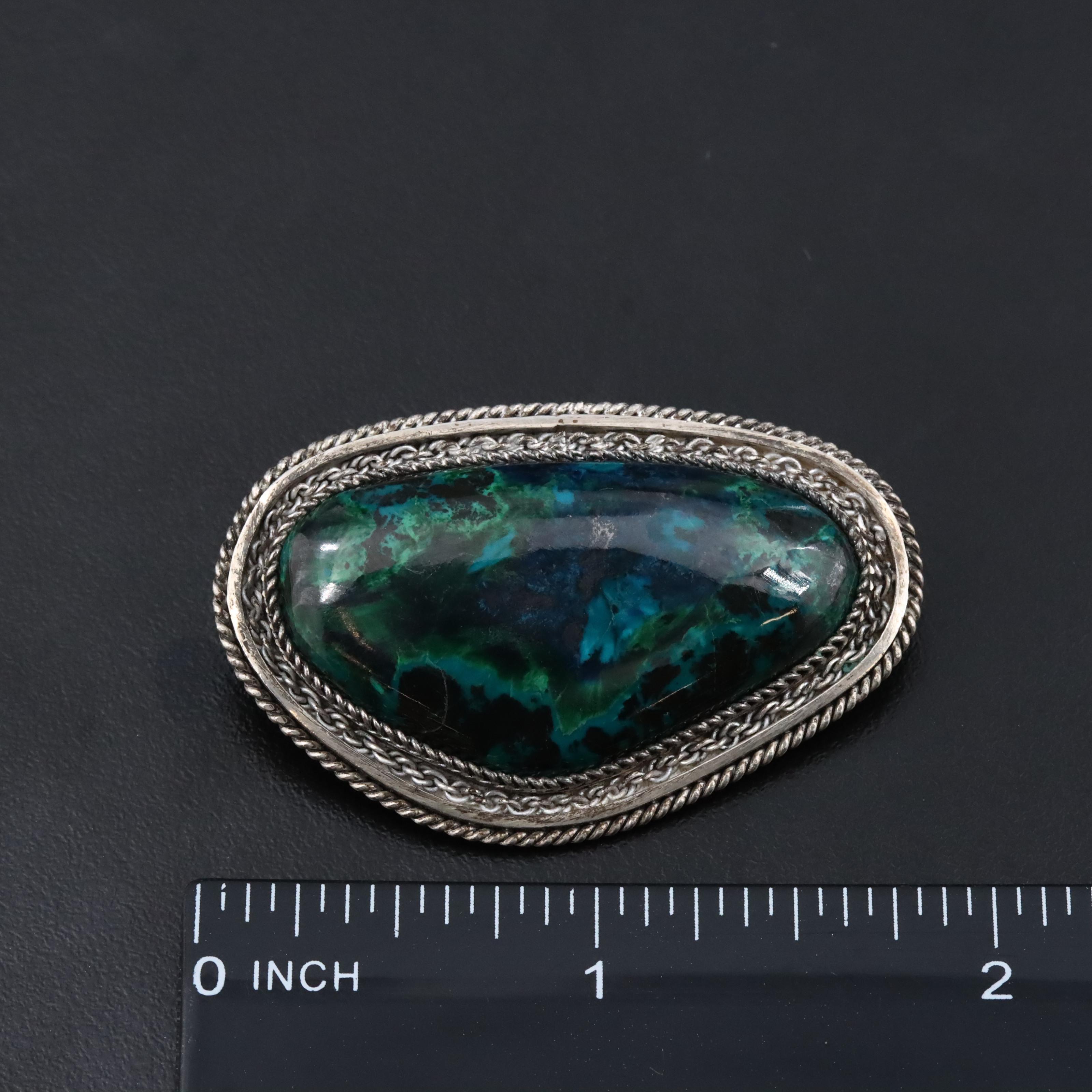 Israeli Sterling Azurmalachite Converter Brooch