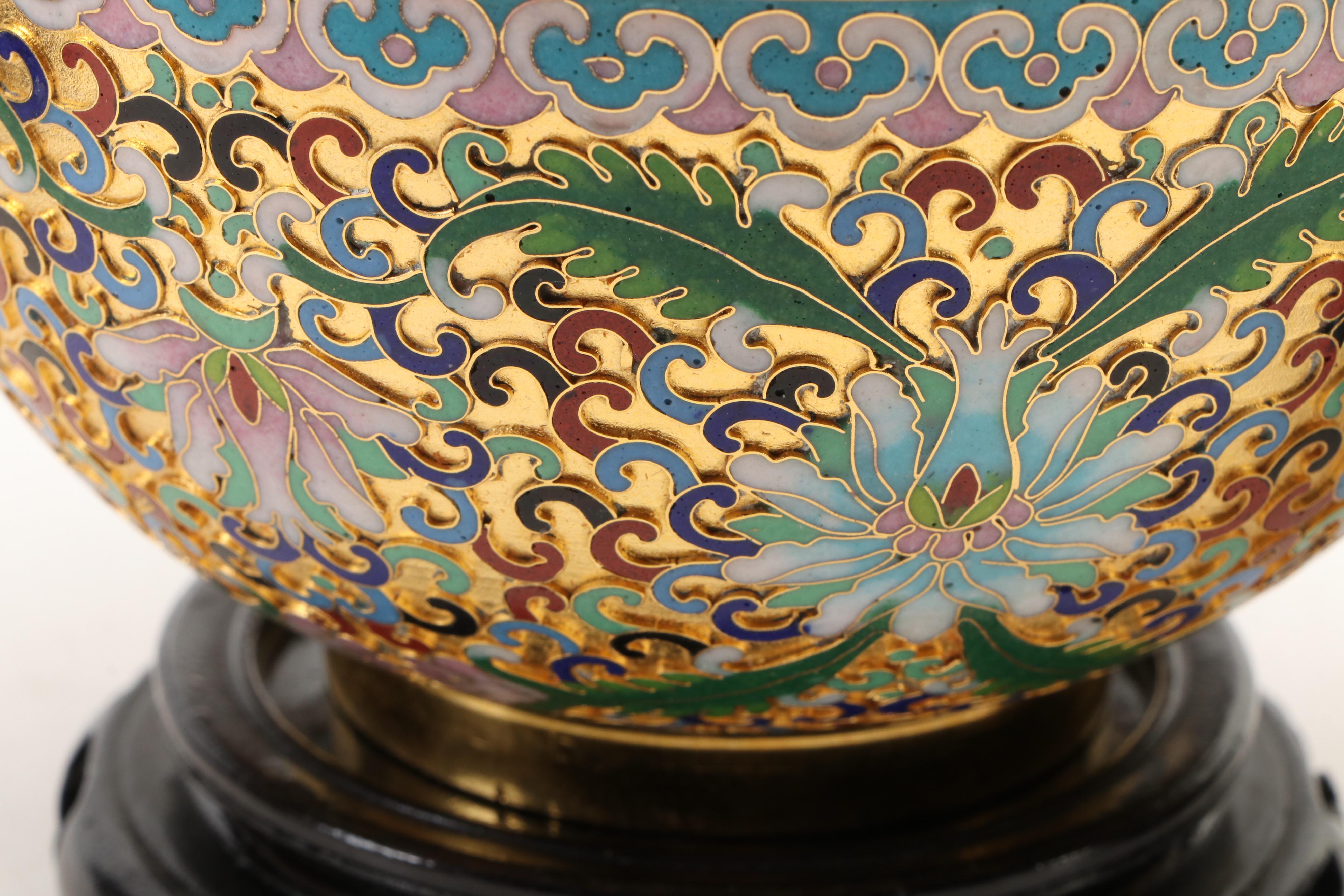 Chinese Cloisonné Vase and Guardian Lion Finialed Lidded Jar Collection