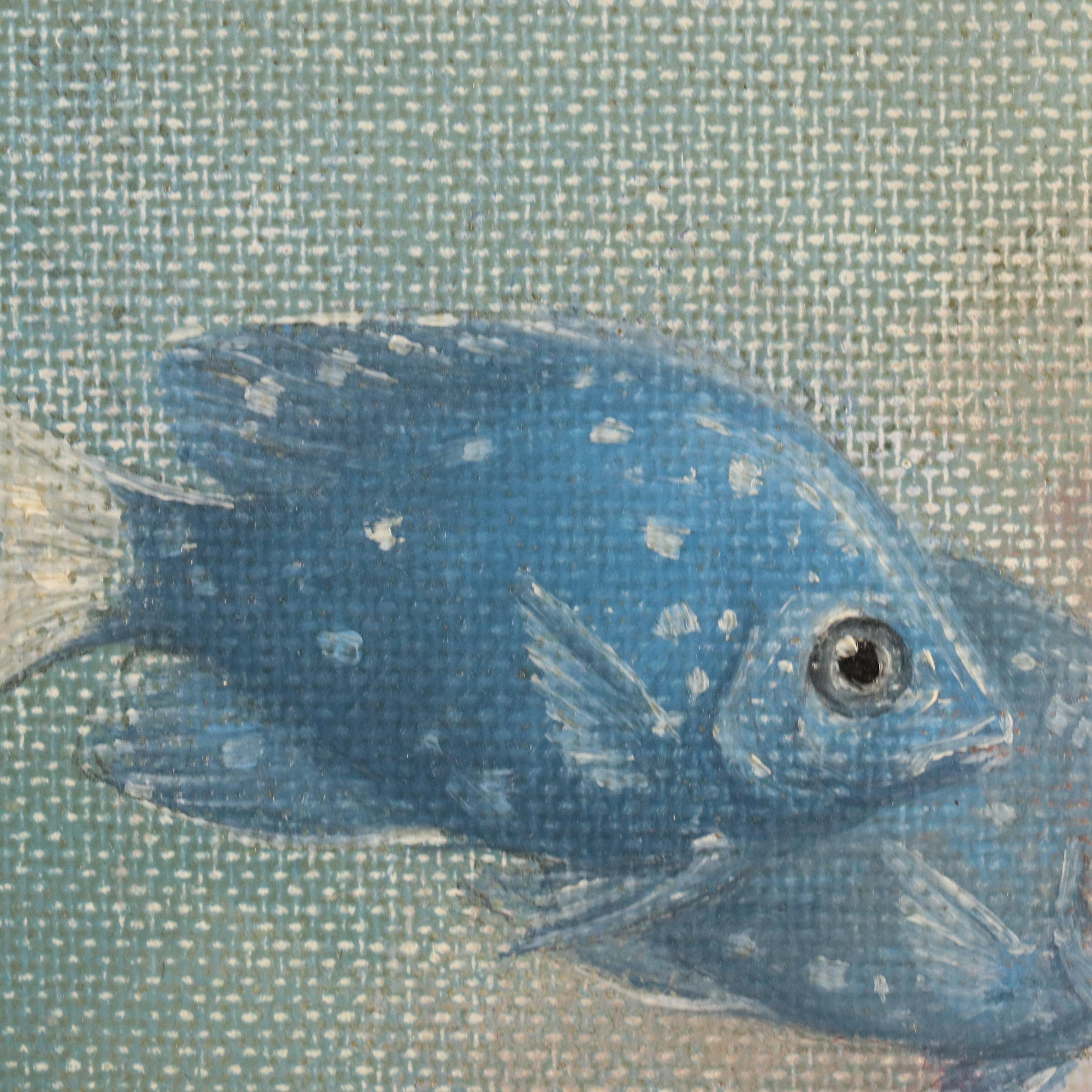 Oil Painting of Two Fish, Late 20th Century