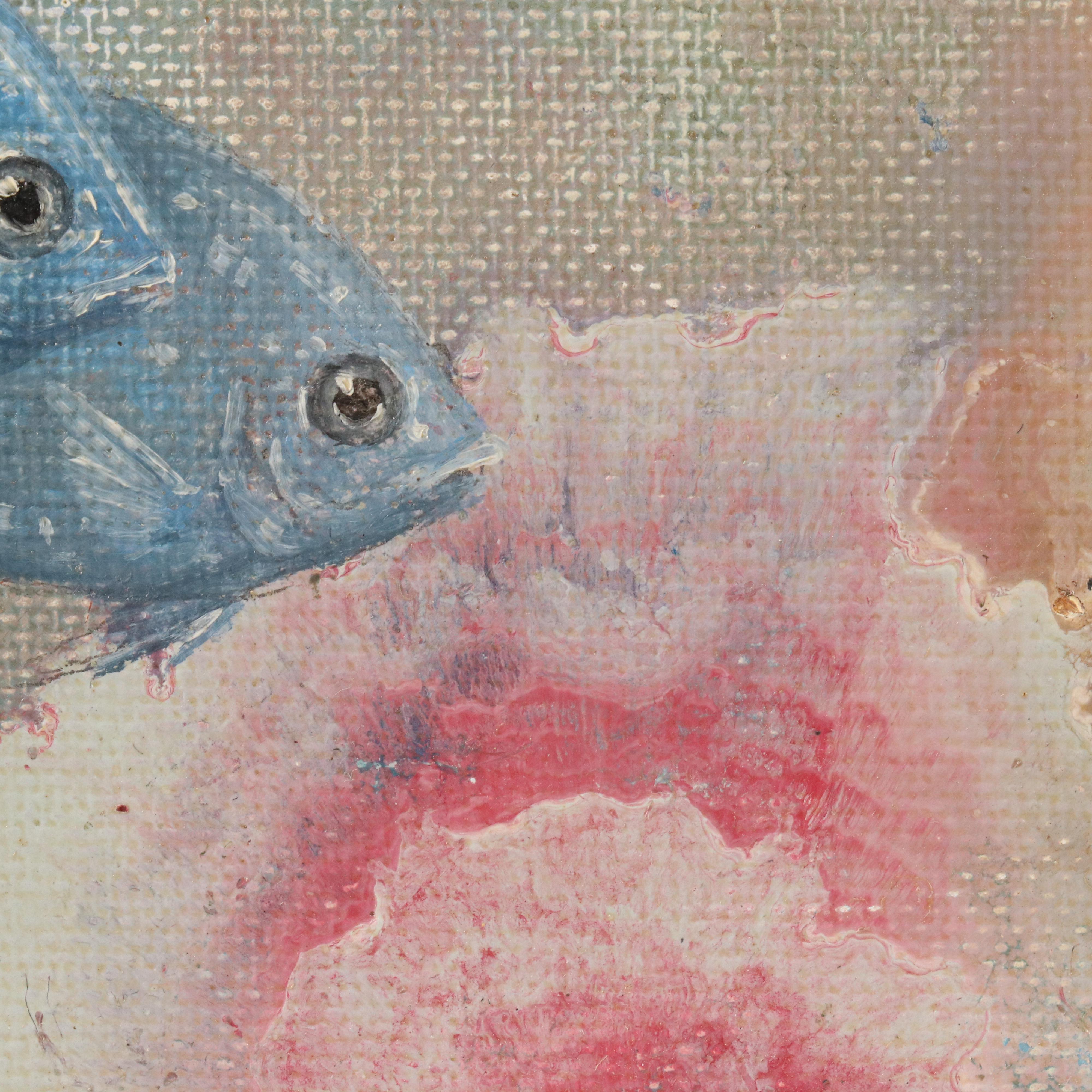 Oil Painting of Two Fish, Late 20th Century