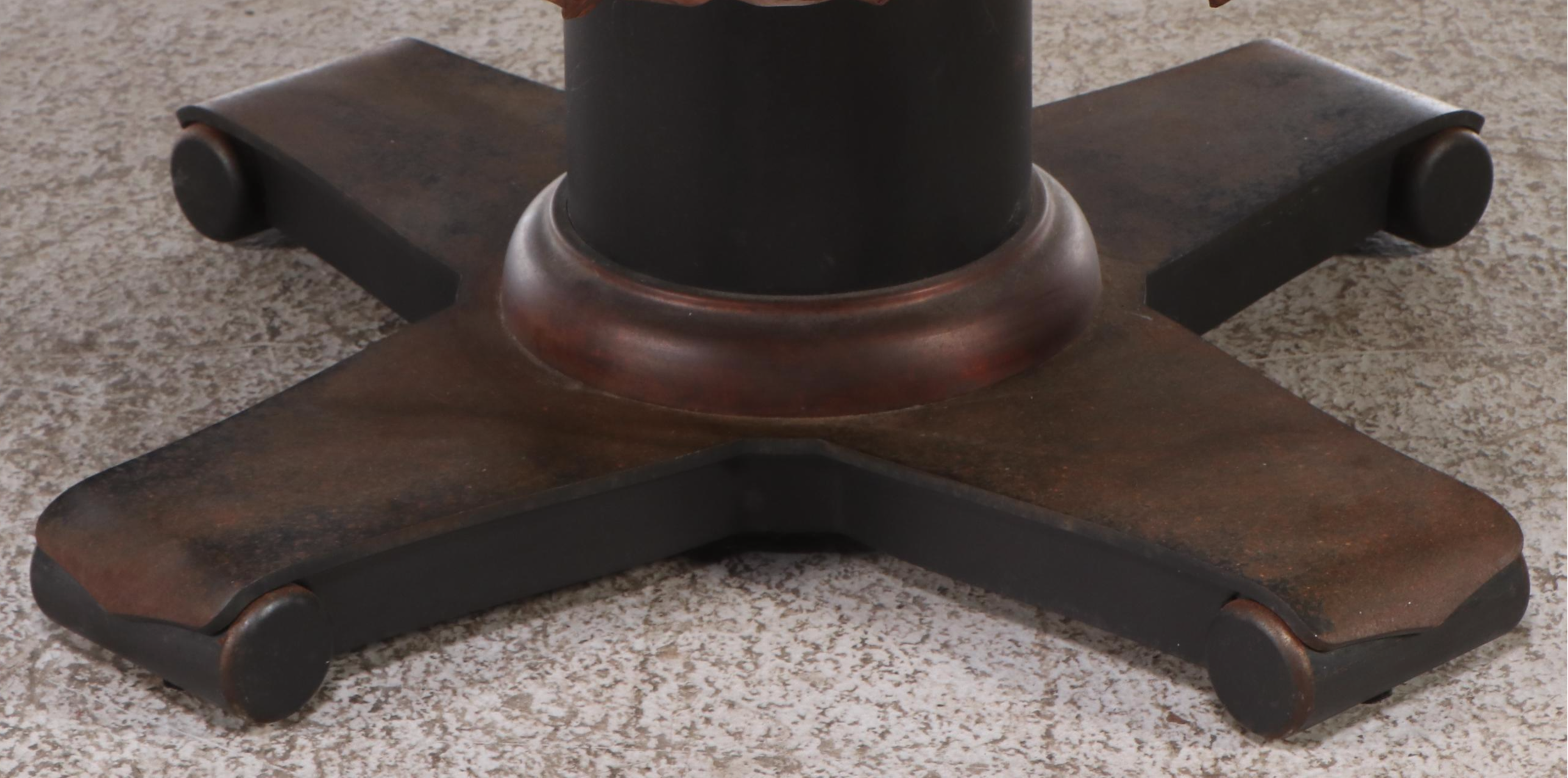 Patinated Copper Top Pedestal Side Table