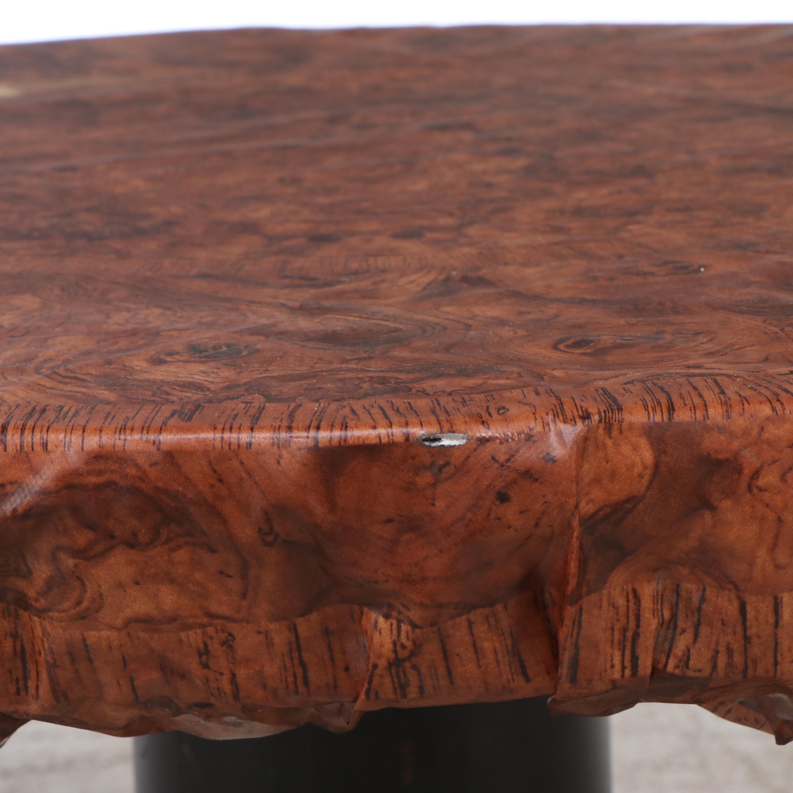 Patinated Copper Top Pedestal Side Table