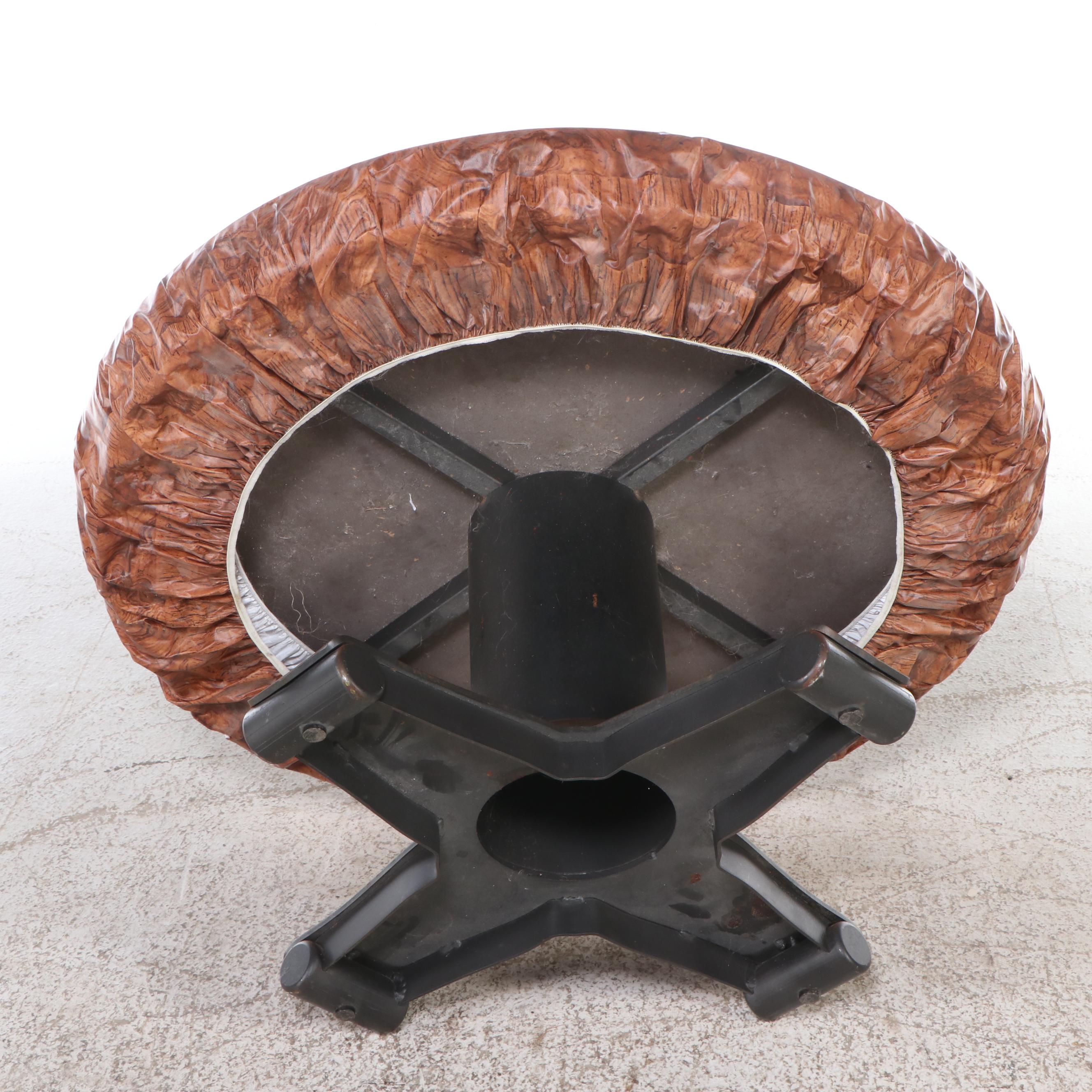 Patinated Copper Top Pedestal Side Table