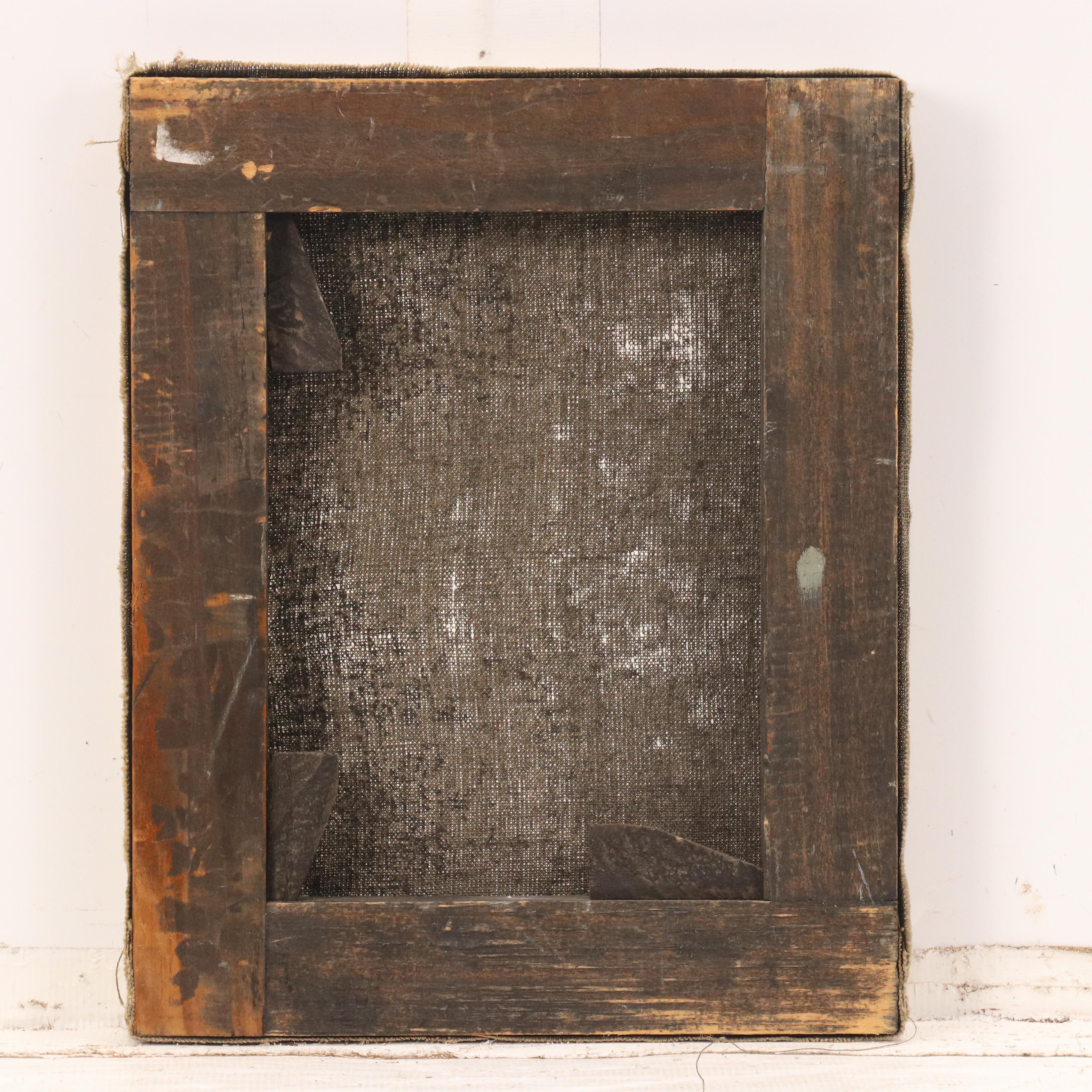 P. Besson Oil Painting of Cat Resting on Chair