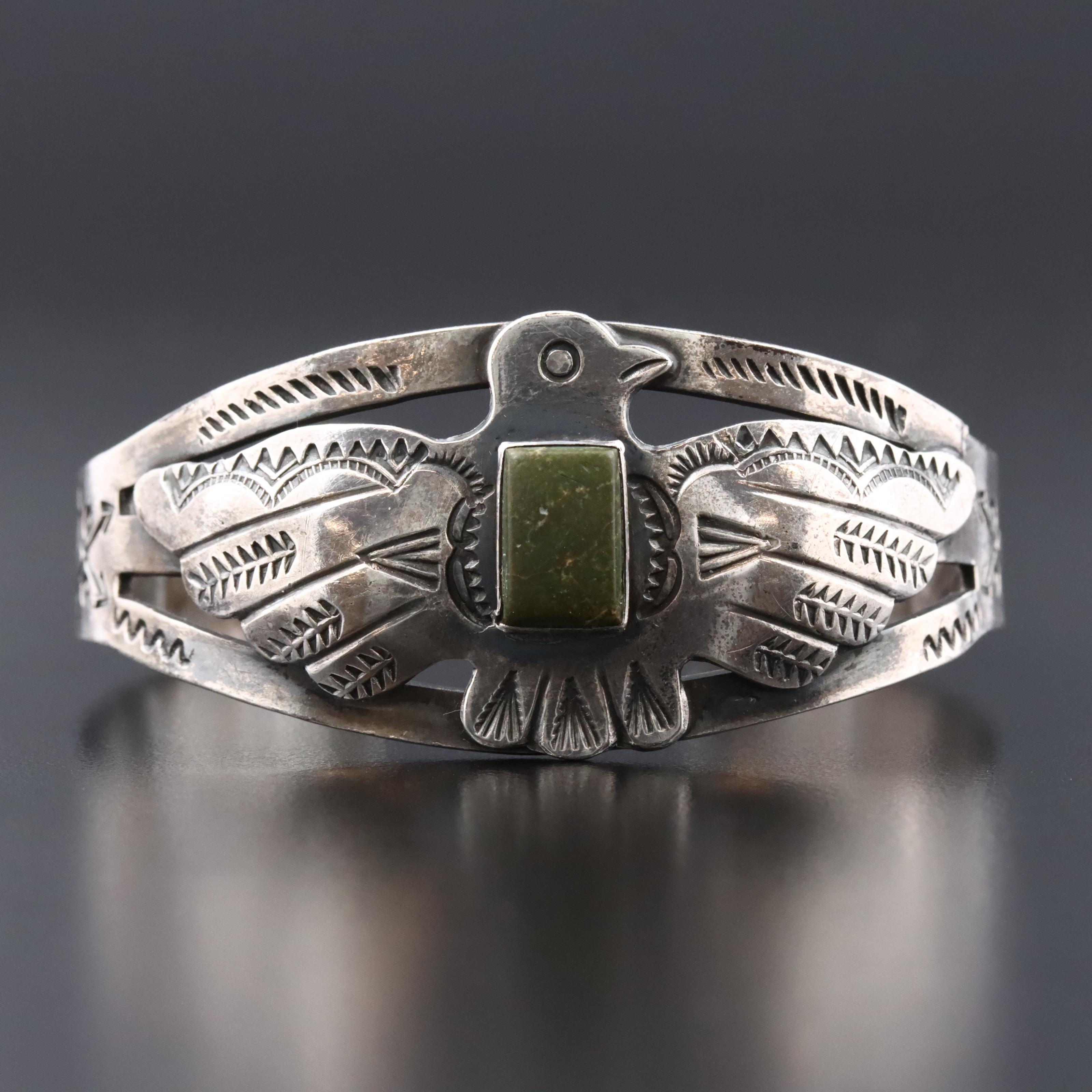 Sterling Turquoise Thunderbird Cuff Bracelet