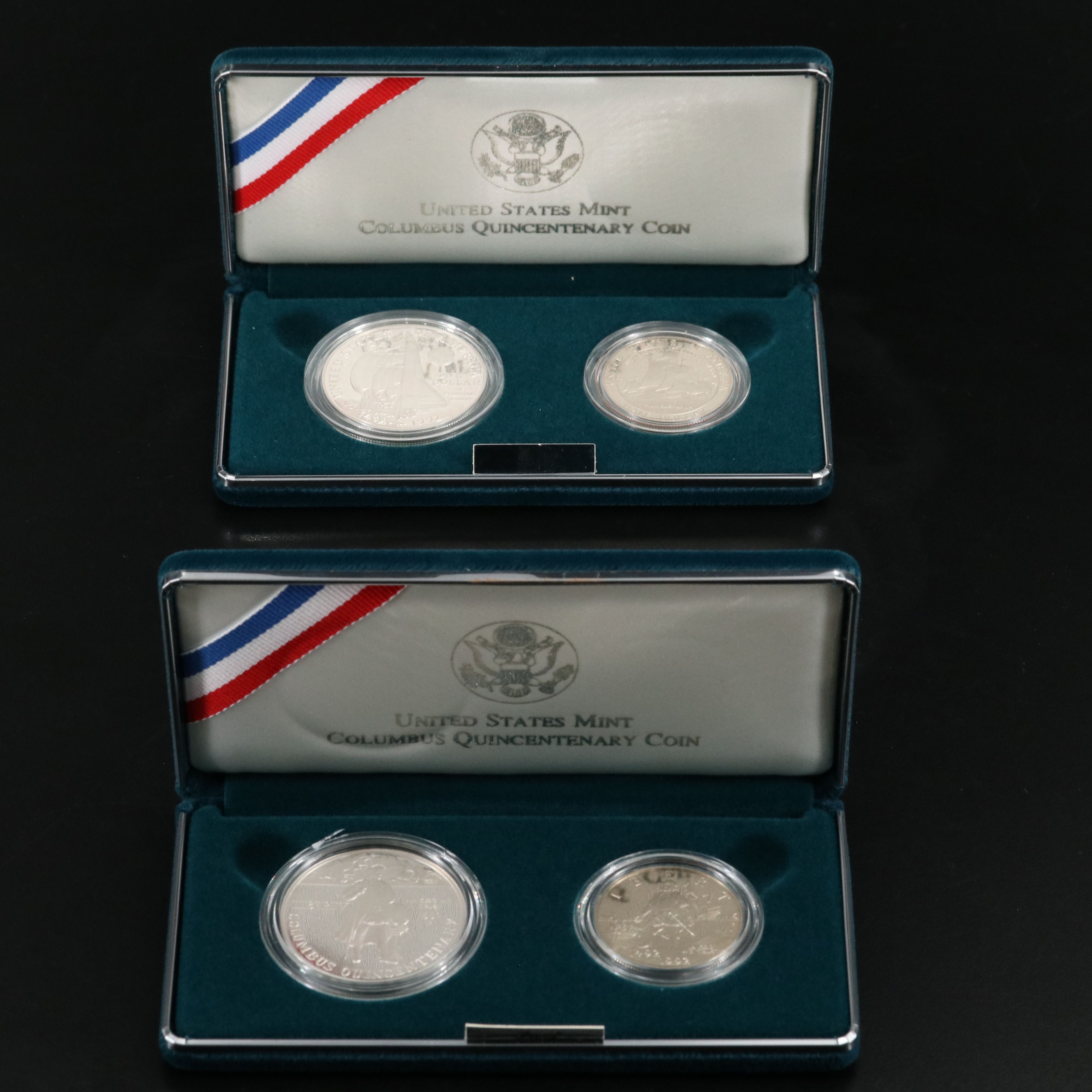 Two 1992 Columbus Quincentenary 2 Coin Proof Sets