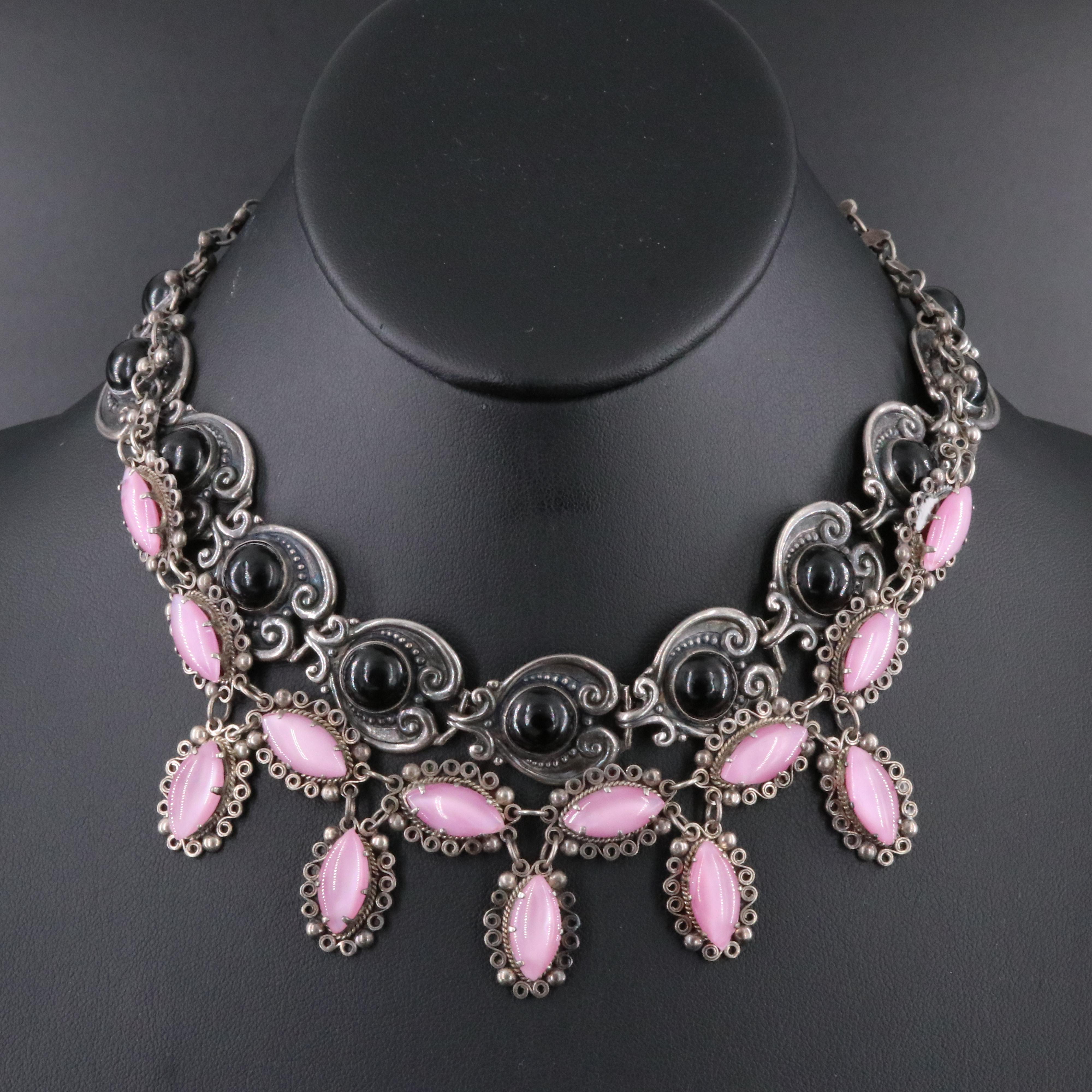 Vintage Sterling Necklaces Featuring Obsidian Margot De Taxco