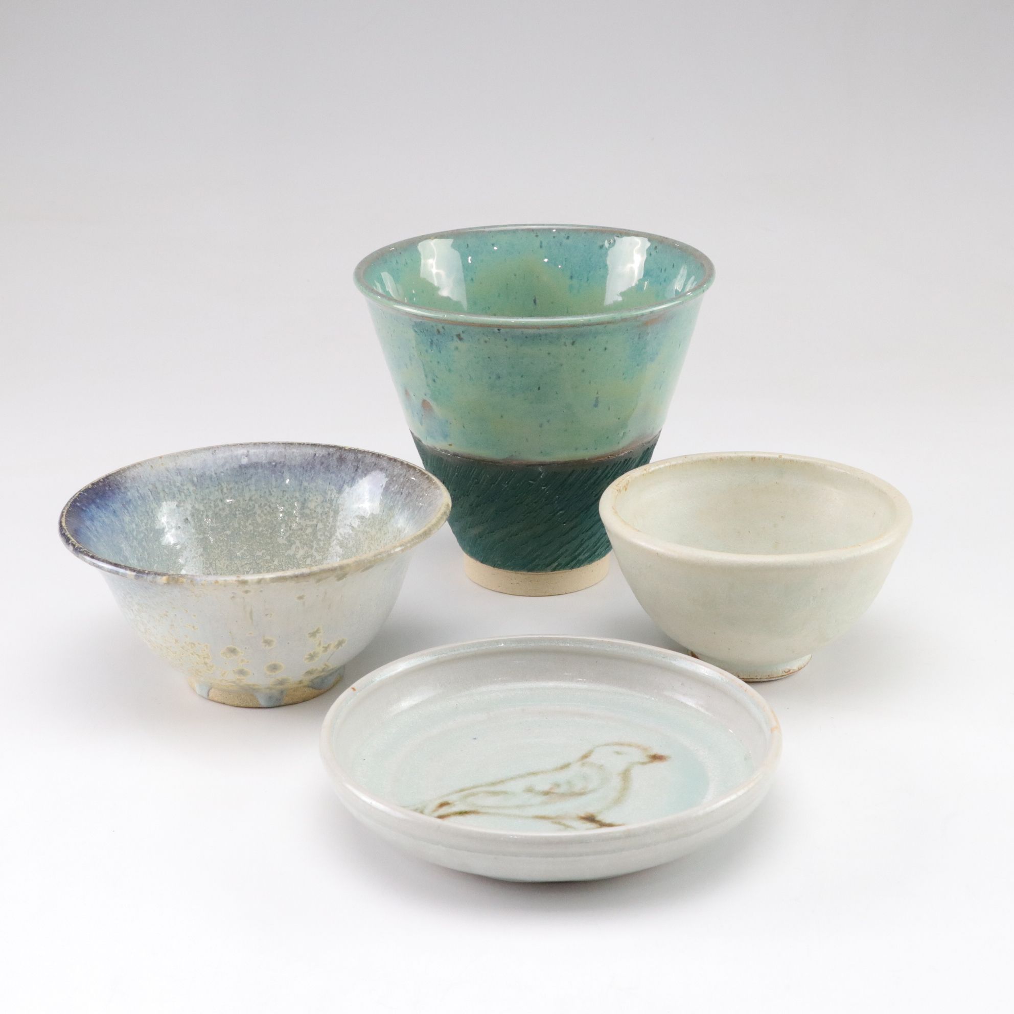 Four Hand-Thrown Pottery Bowls