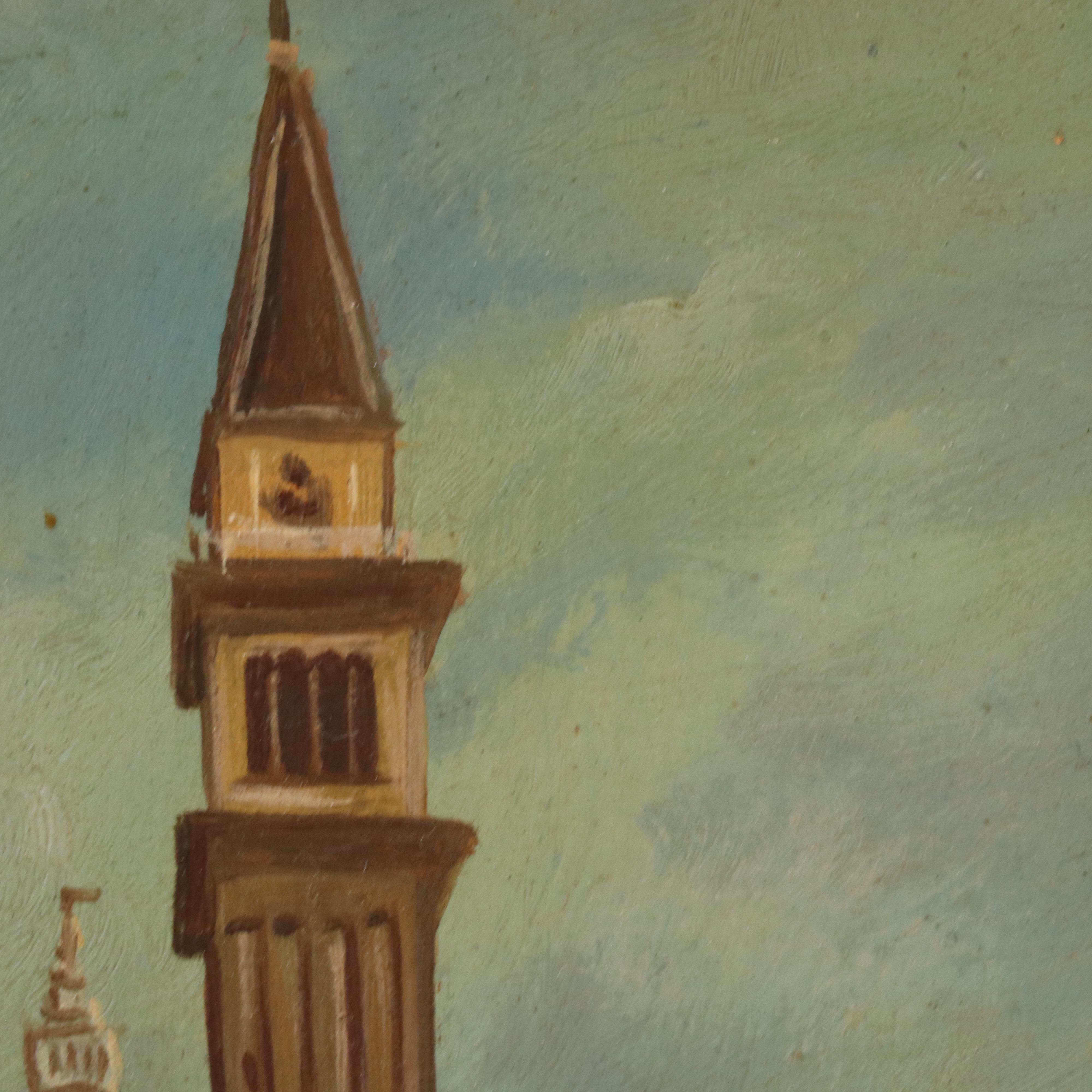 Venetian Canal Scene Oil Painting After Canaletto "The Bacino di San Marco..."