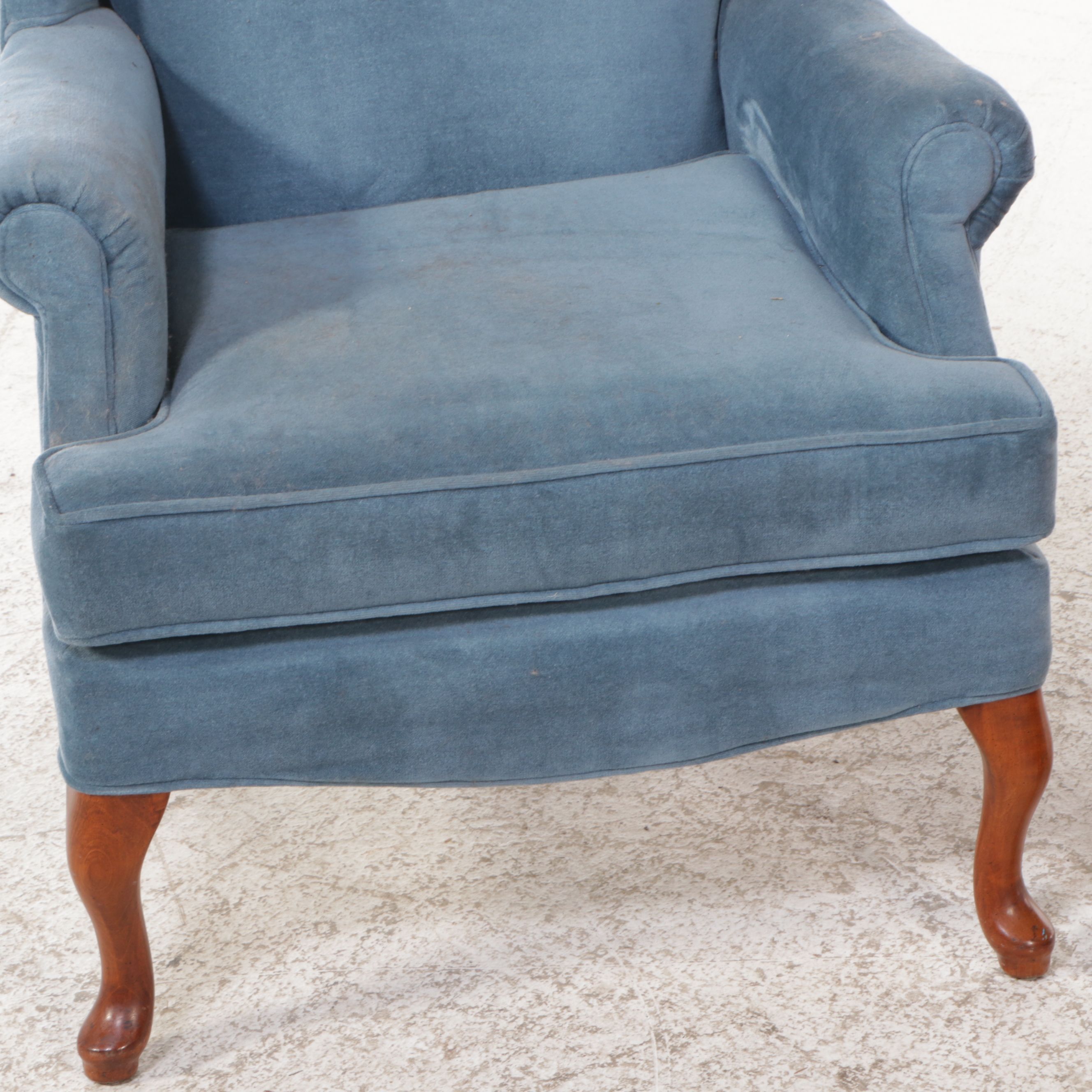 Hickory Hill & Other Blue and Pink Queen Anne Style Wingback Armchairs