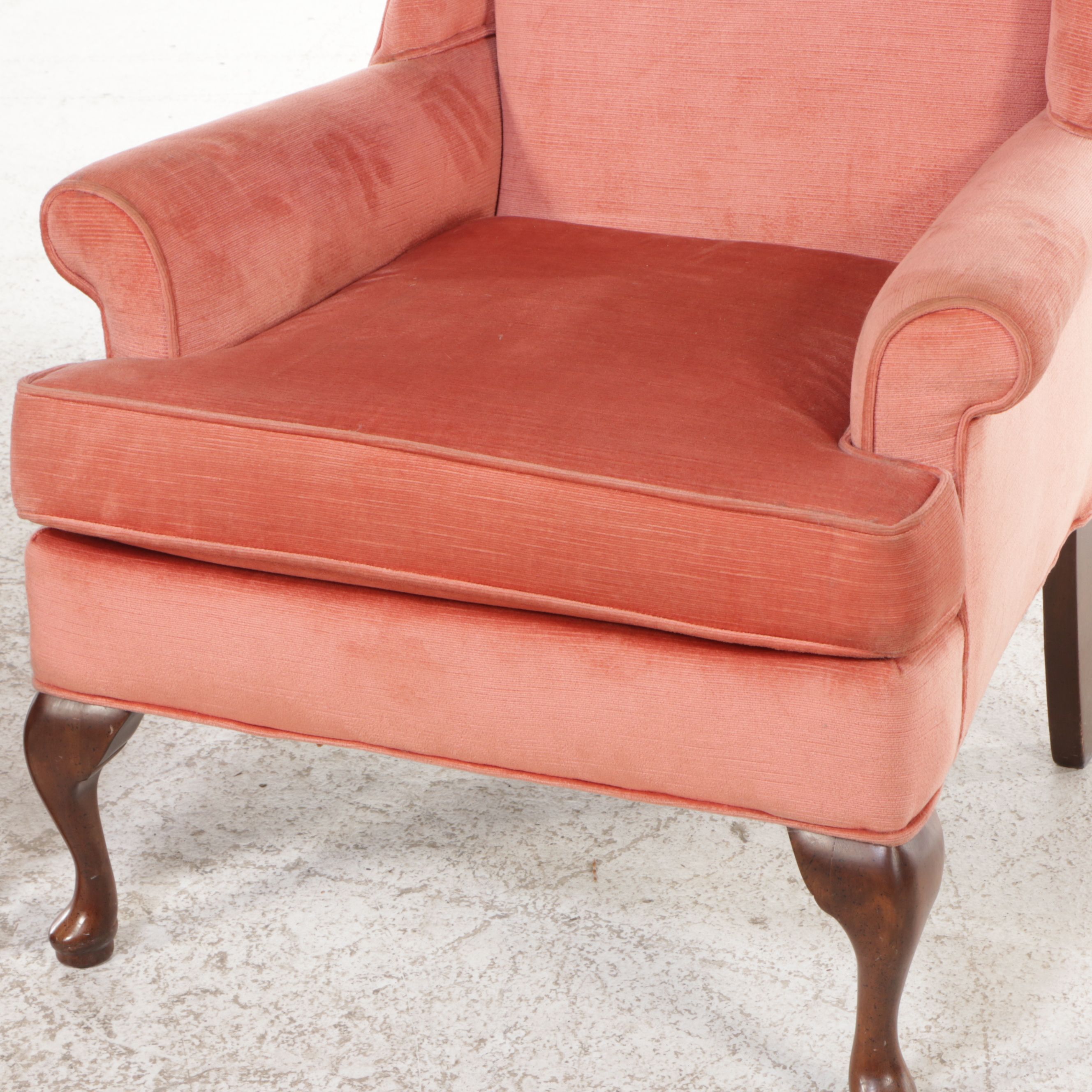 Hickory Hill & Other Blue and Pink Queen Anne Style Wingback Armchairs