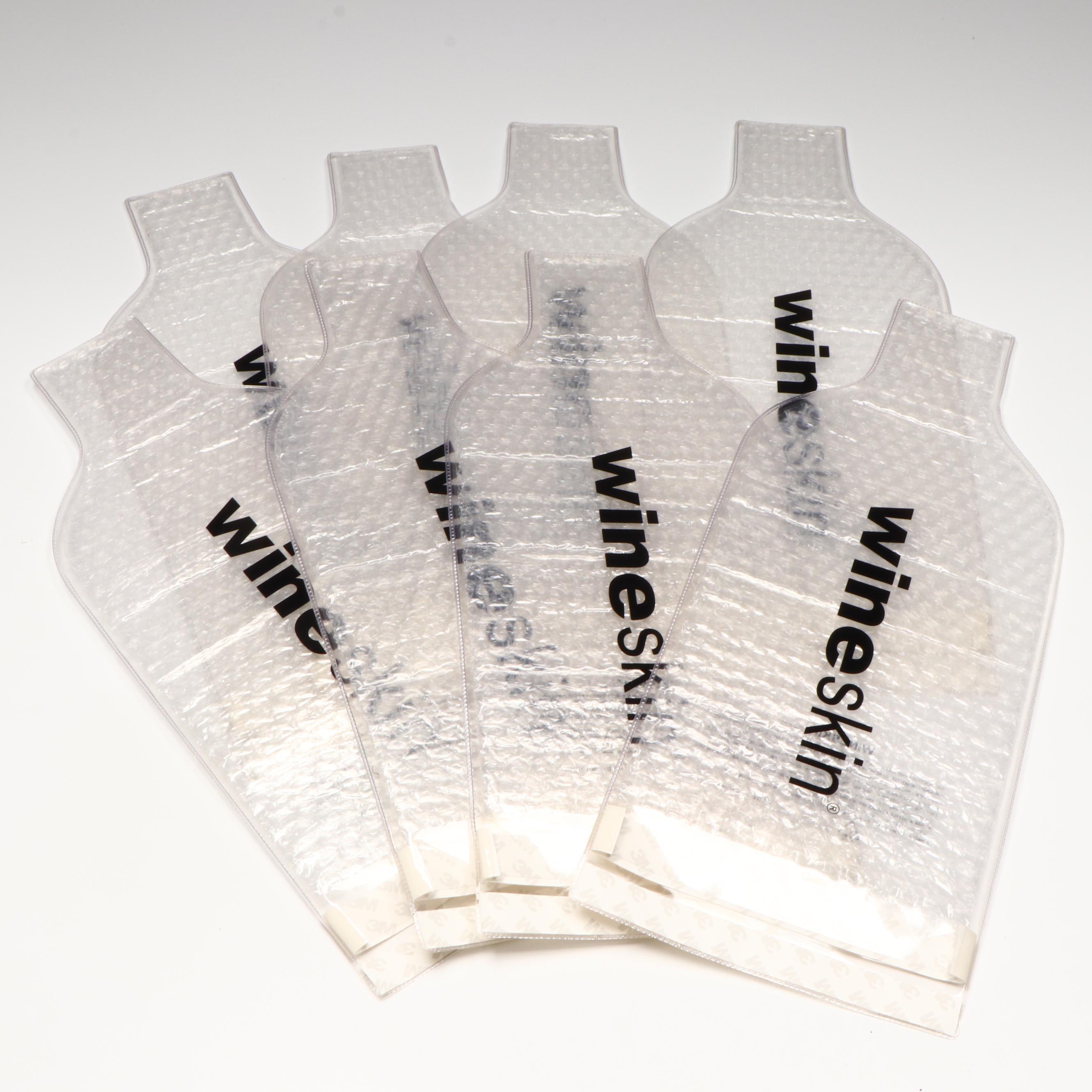 Wine Glasses and Round Wood Hanging Holder with Wineskin Bottle Bags