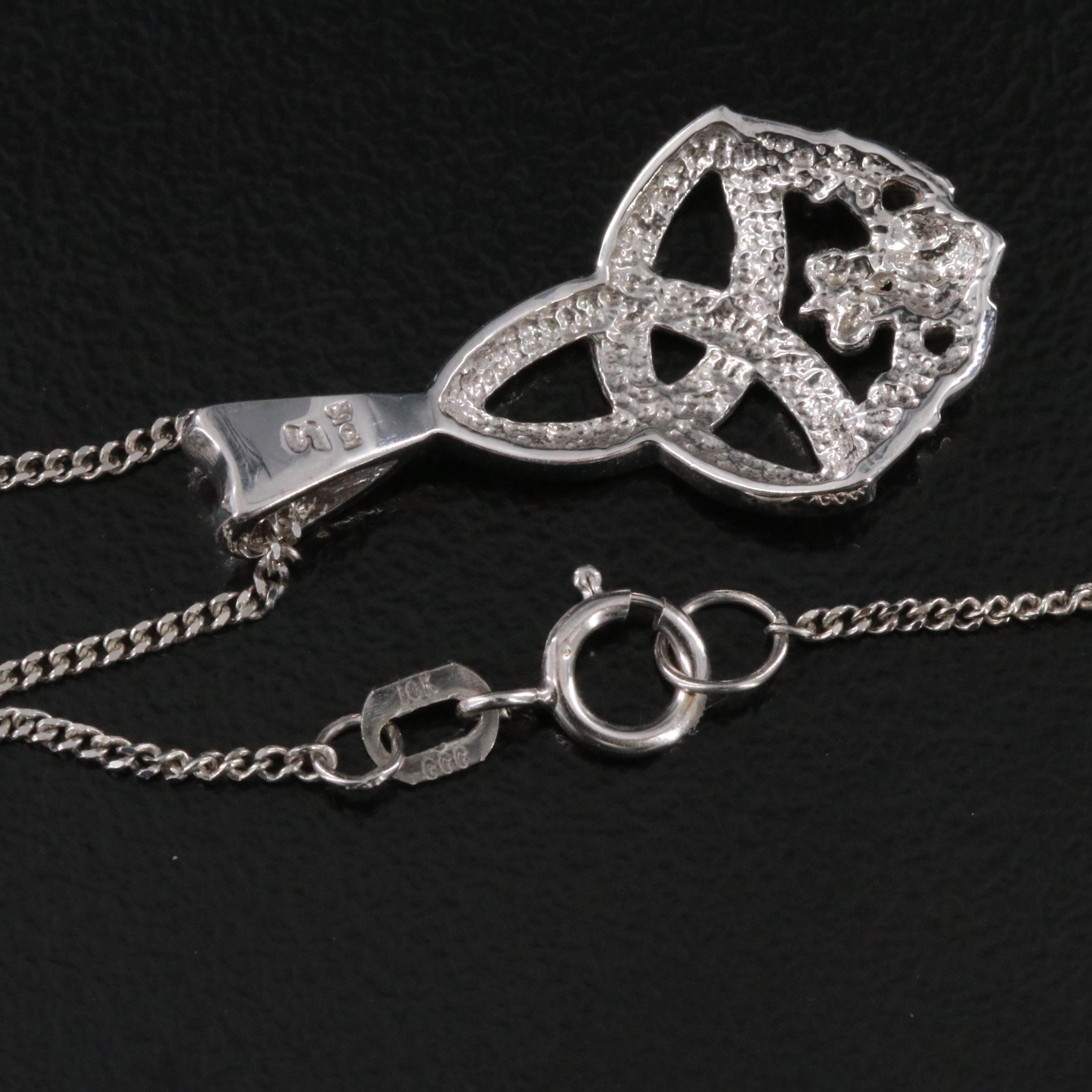 10K Trinity Knot Claddagh Pendant Necklace