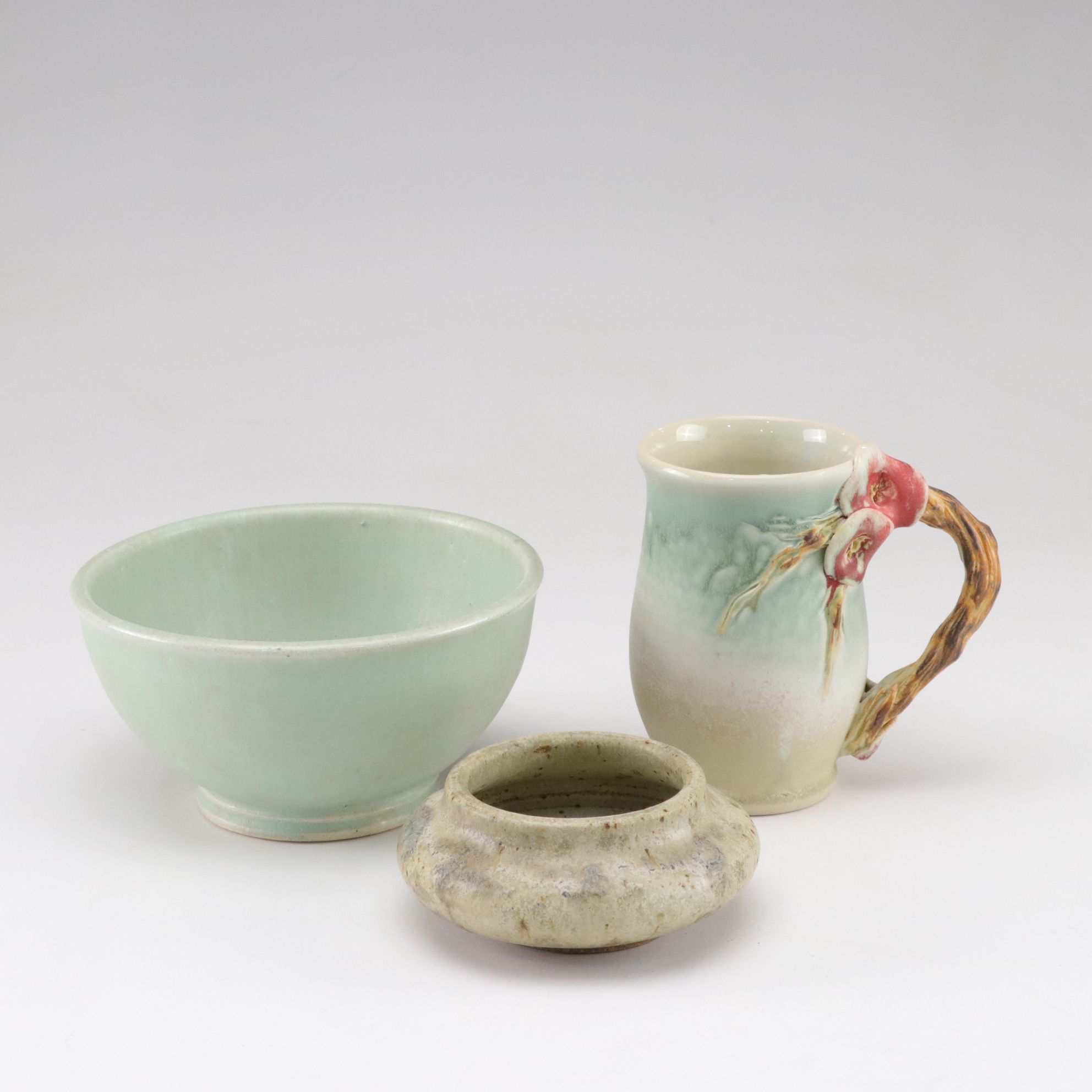 Hand-Thrown Pottery Mug, Bowl, and Vase