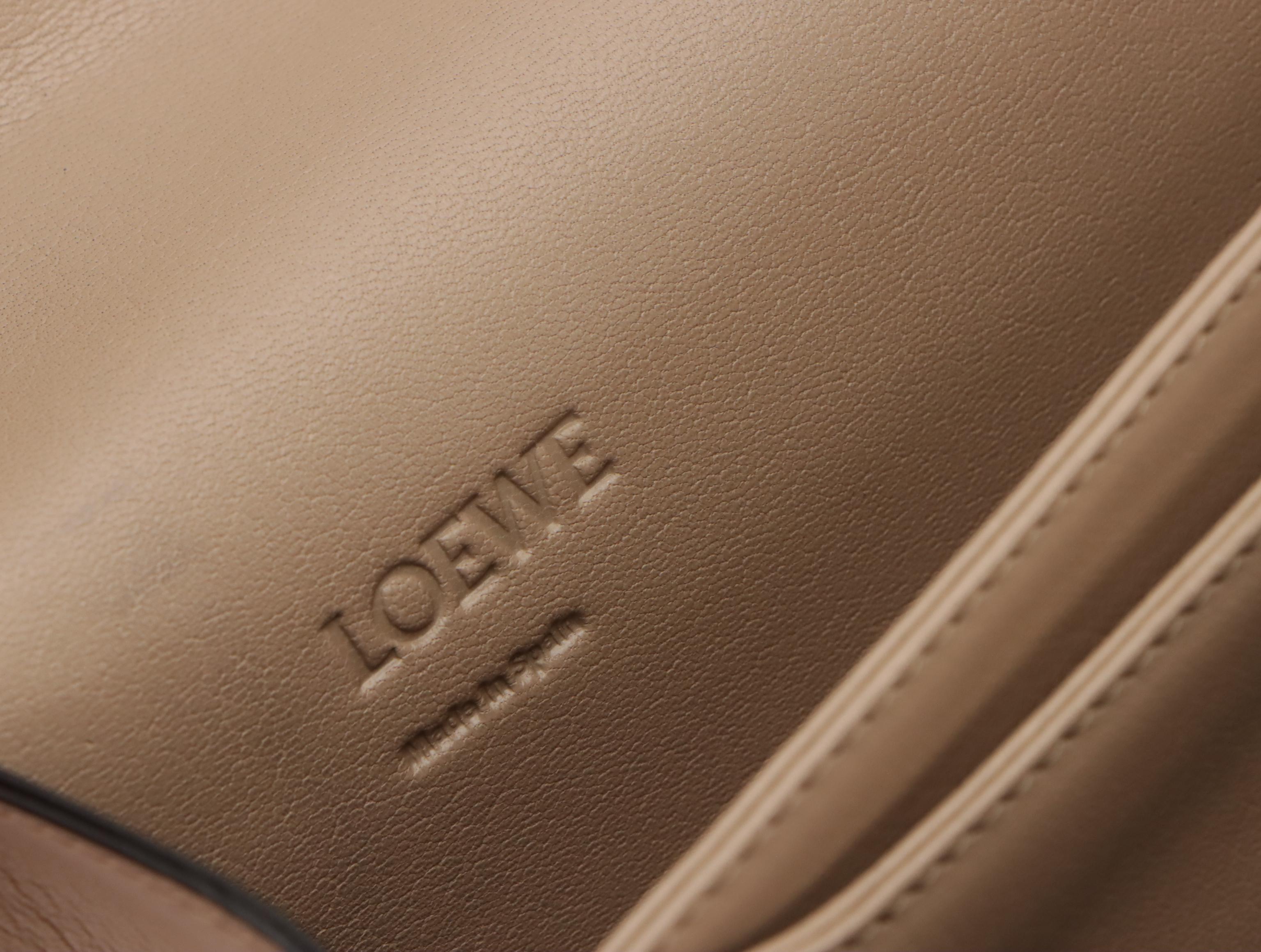 Loewe Barcelona Crossbody Bag in Taupe Perforated & Black Calfskin Leather