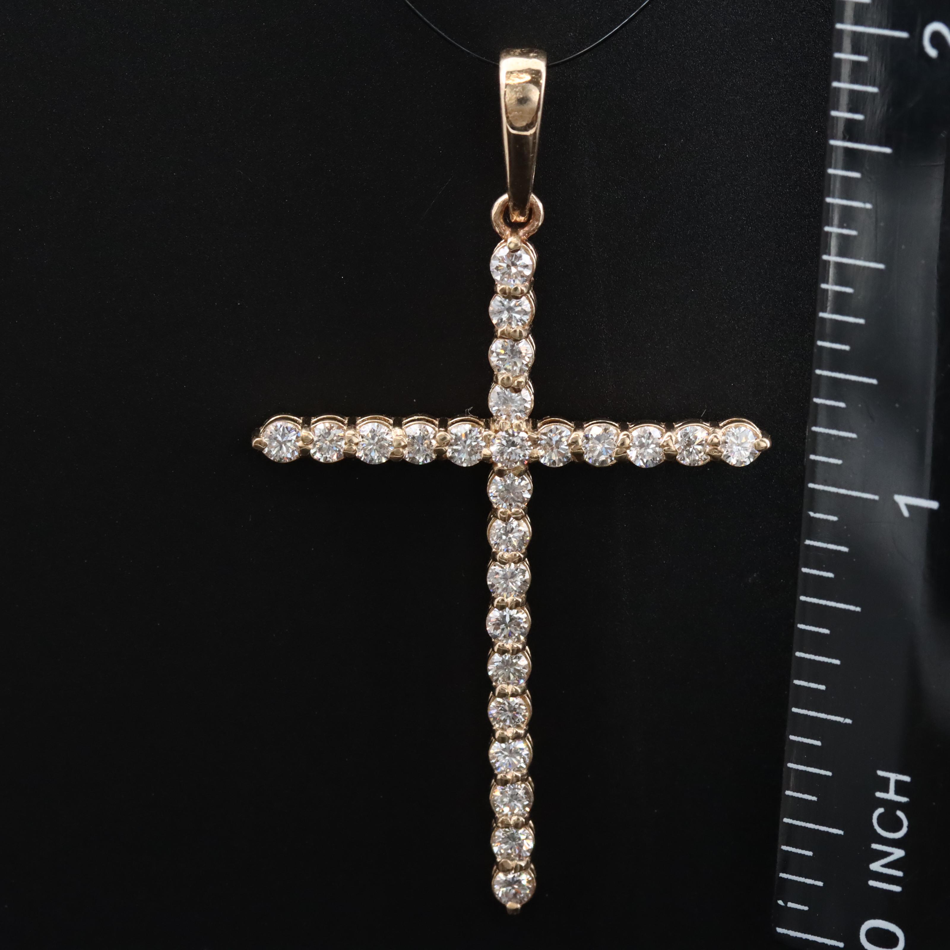 14K 1.12 CTW Lab Grown Diamond Cross Pendant
