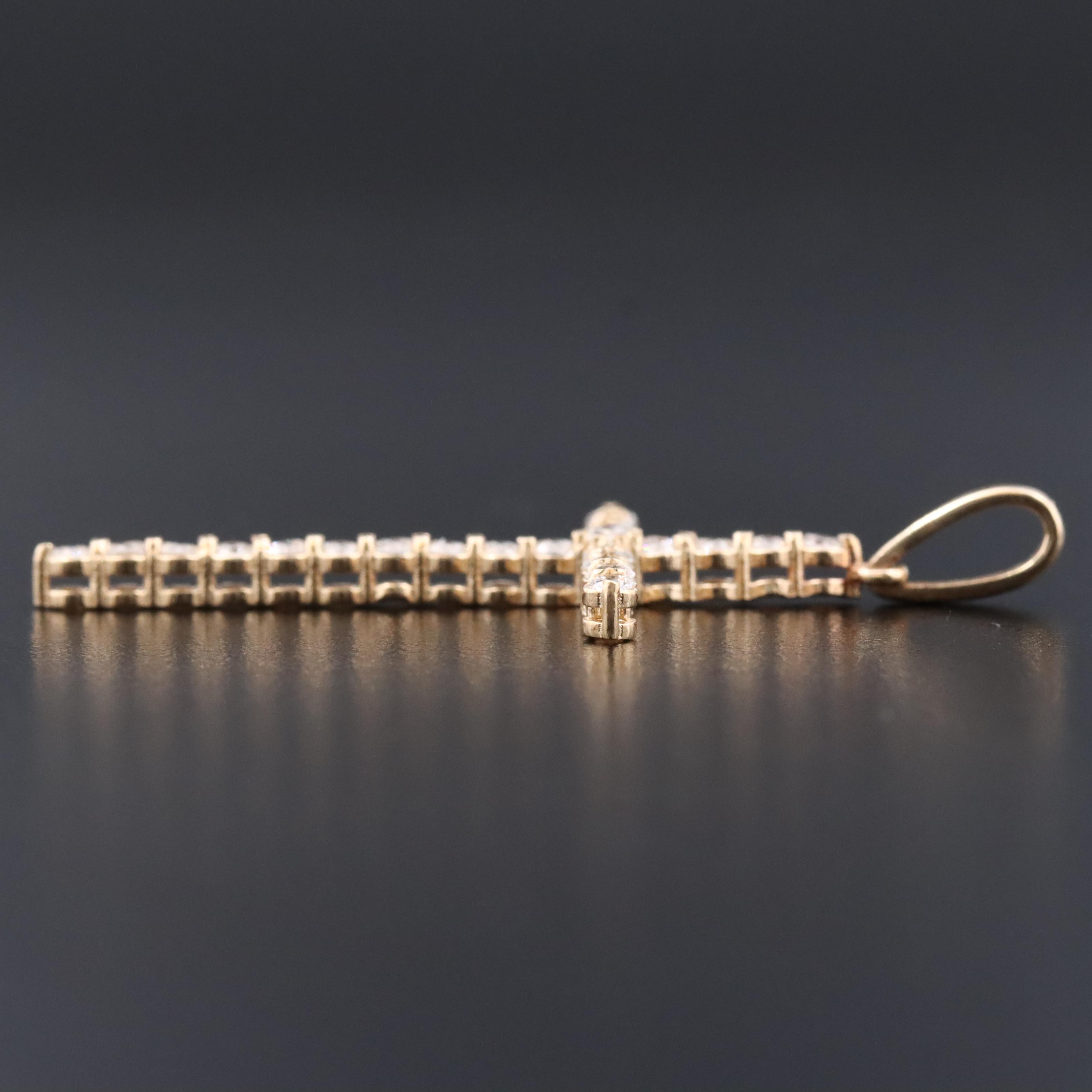 14K 1.12 CTW Lab Grown Diamond Cross Pendant