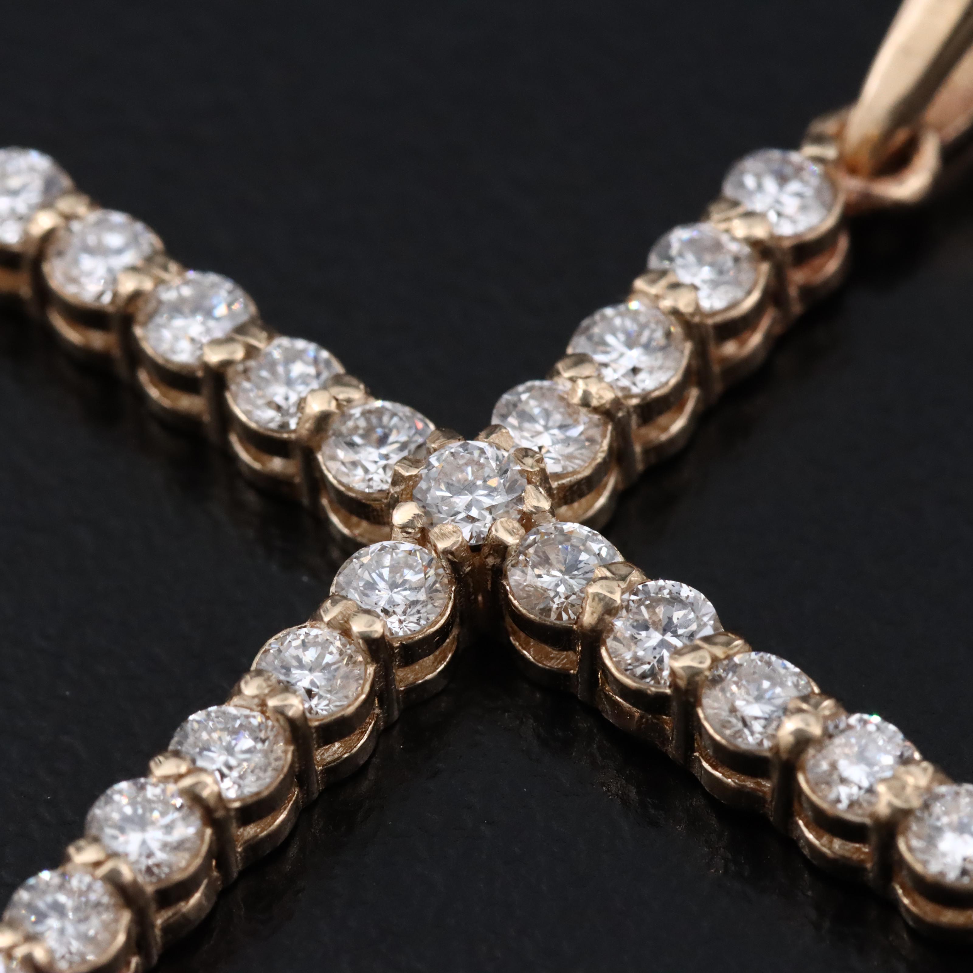 14K 1.12 CTW Lab Grown Diamond Cross Pendant