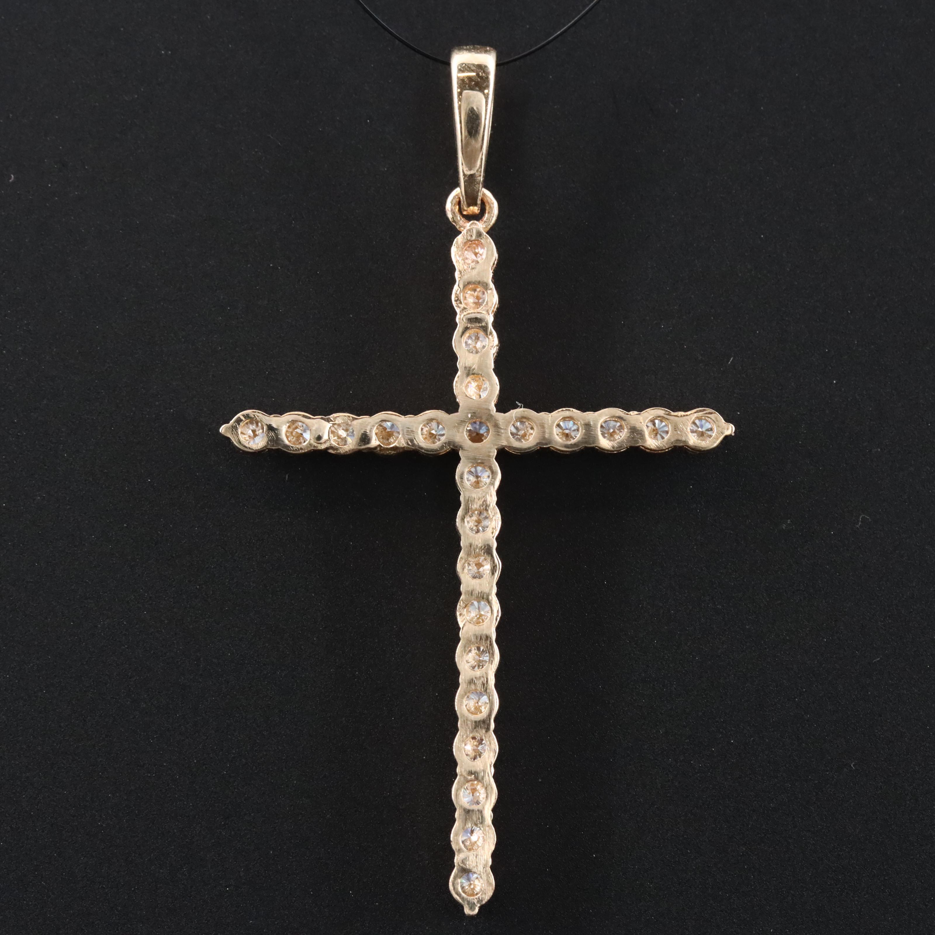 14K 1.12 CTW Lab Grown Diamond Cross Pendant