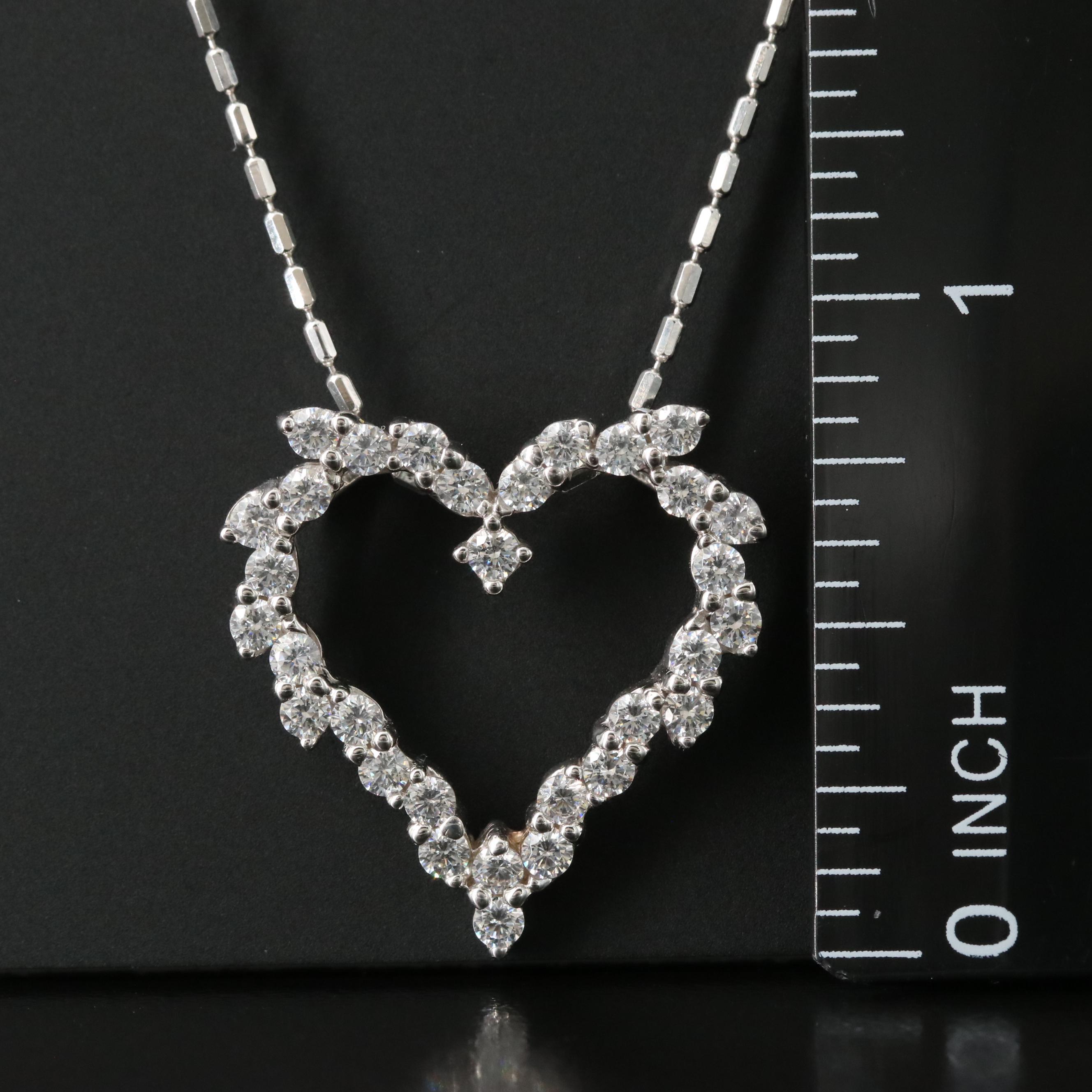 14K CZ Heart Pendant Necklace